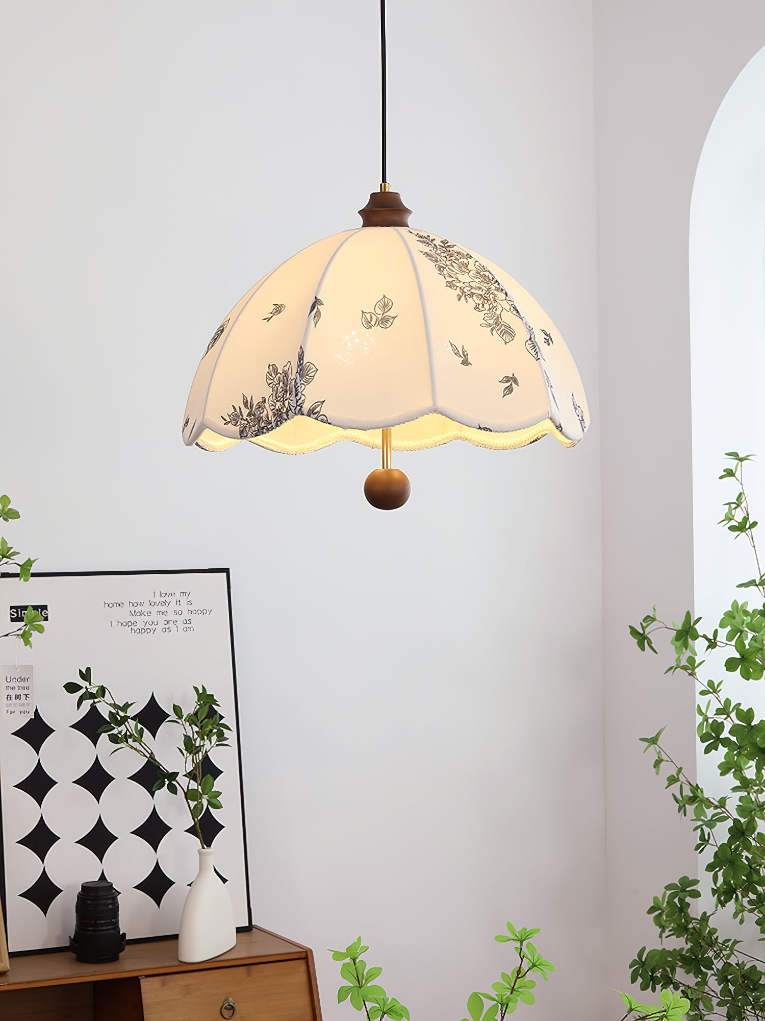 Vevenir Petal Whisper Wood Fabric Pendant Lamp - Letslighting