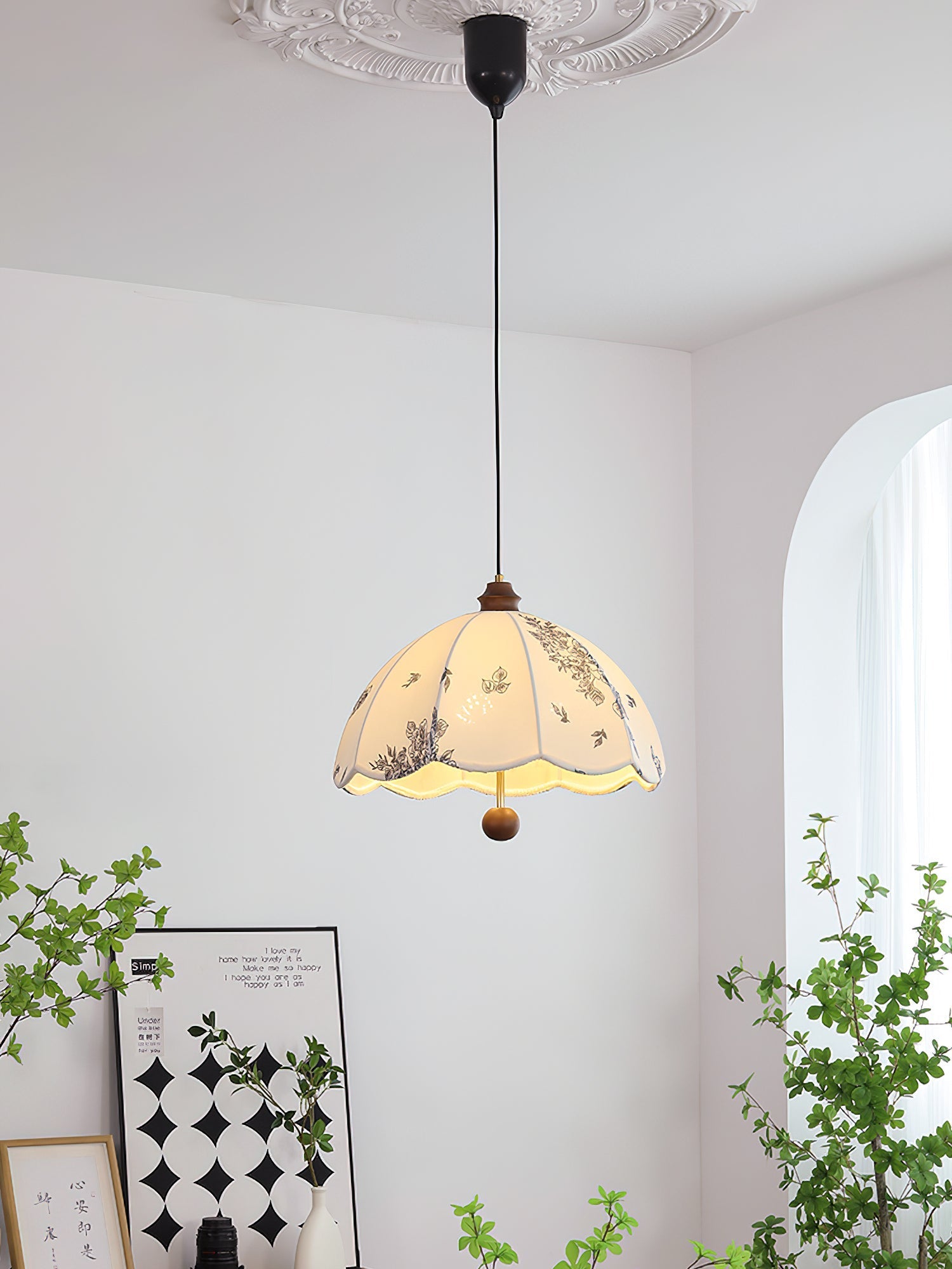 Vevenir Petal Whisper Wood Fabric Pendant Lamp - Letslighting