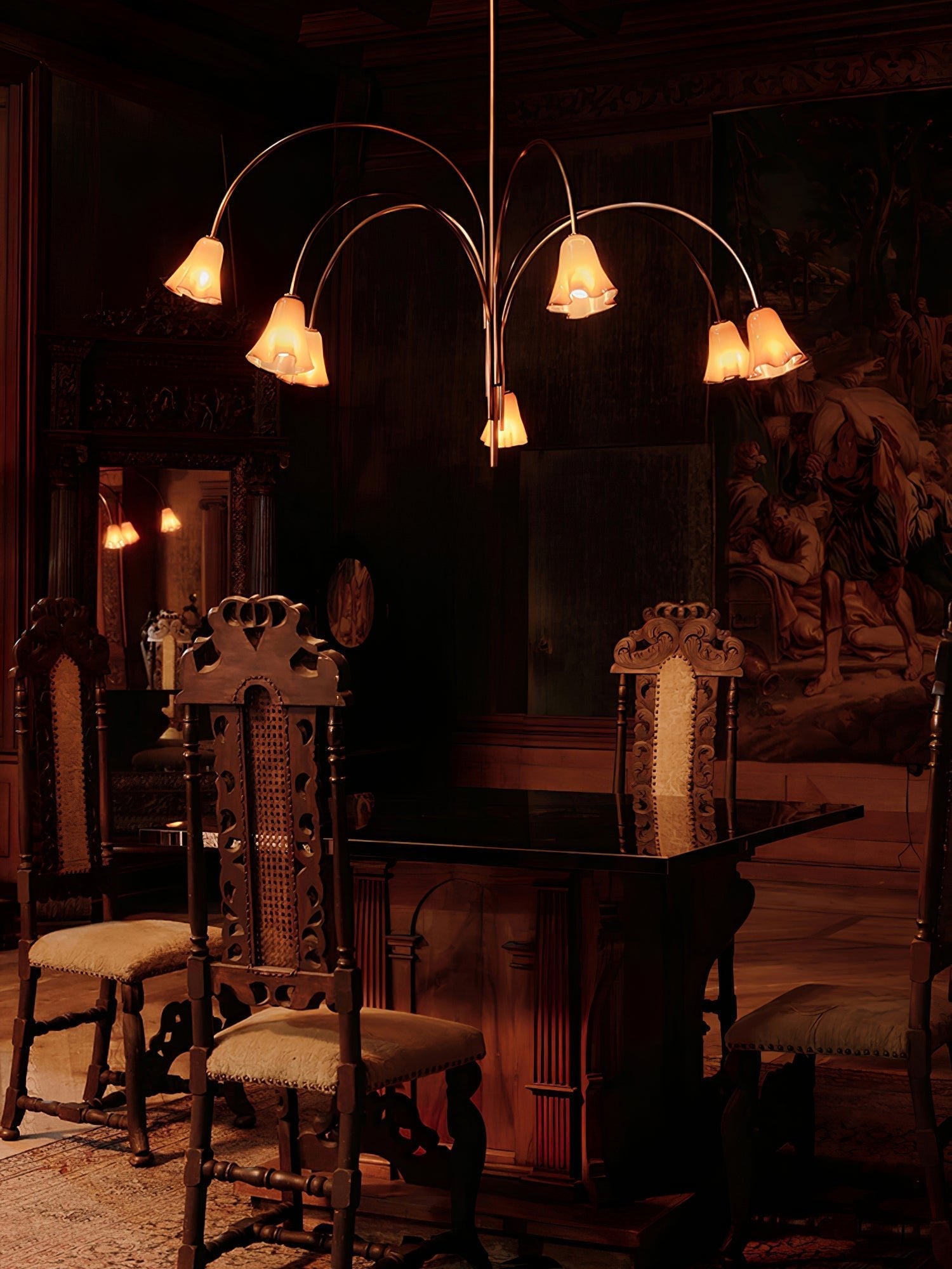 Aurora Chandelier Blossom Petal Glass Arms - Letslighting