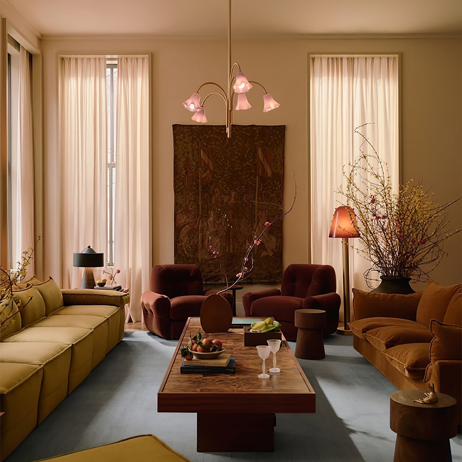 Aurora Chandelier Blossom Petal Glass Arms - Letslighting