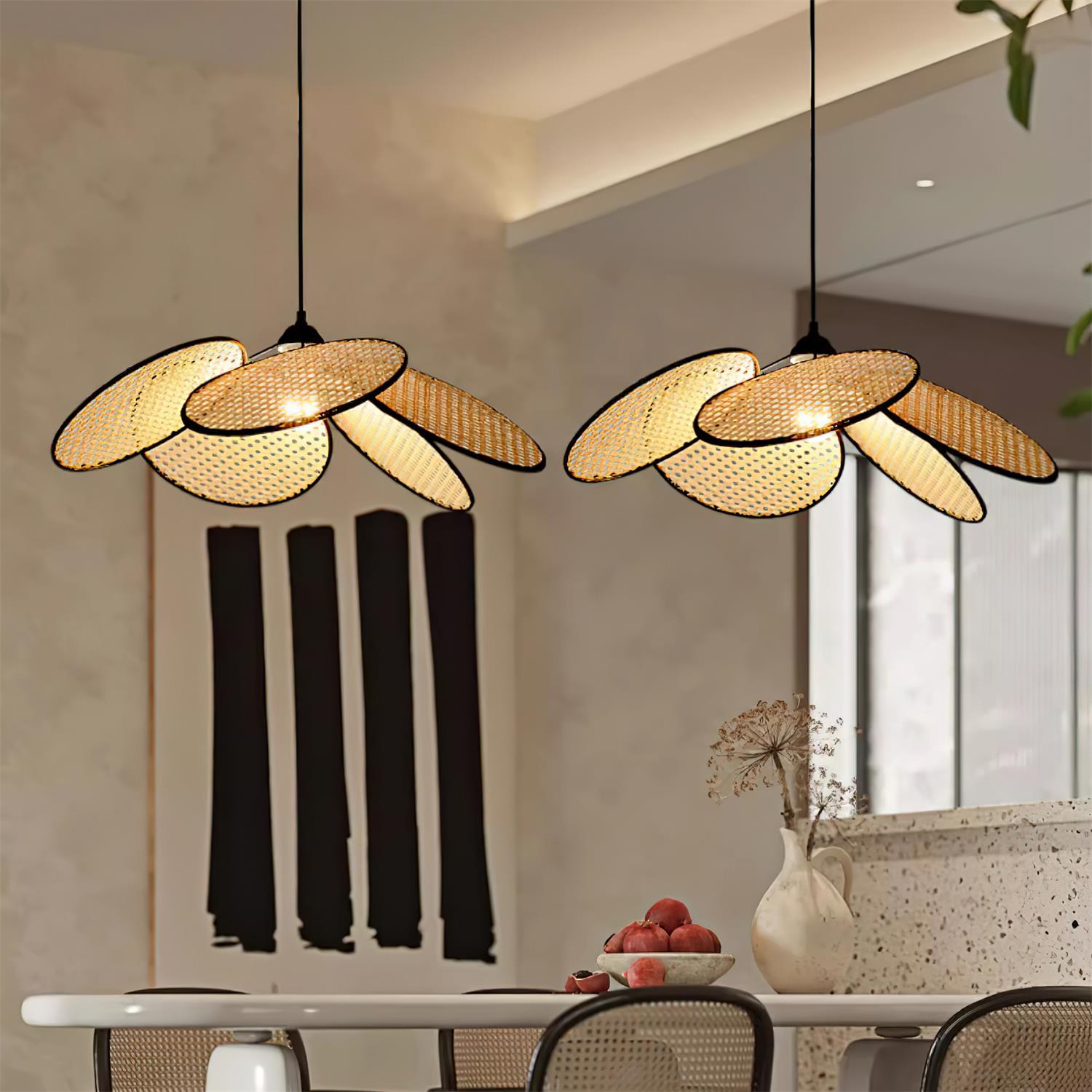 Vemarora Premium Elegance Petals Rattan Fabric Pendant Lamp - Letslighting