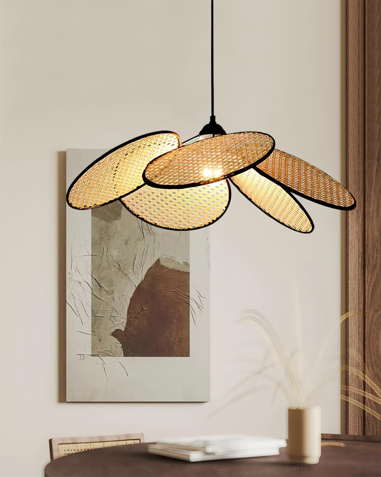 Vemarora Premium Elegance Petals Rattan Fabric Pendant Lamp - Letslighting