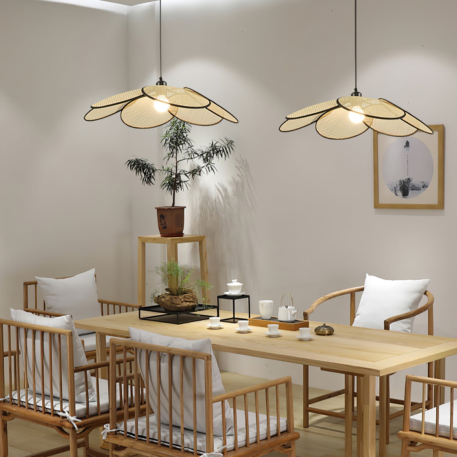 Vemarora Premium Elegance Petals Rattan Fabric Pendant Lamp - Letslighting