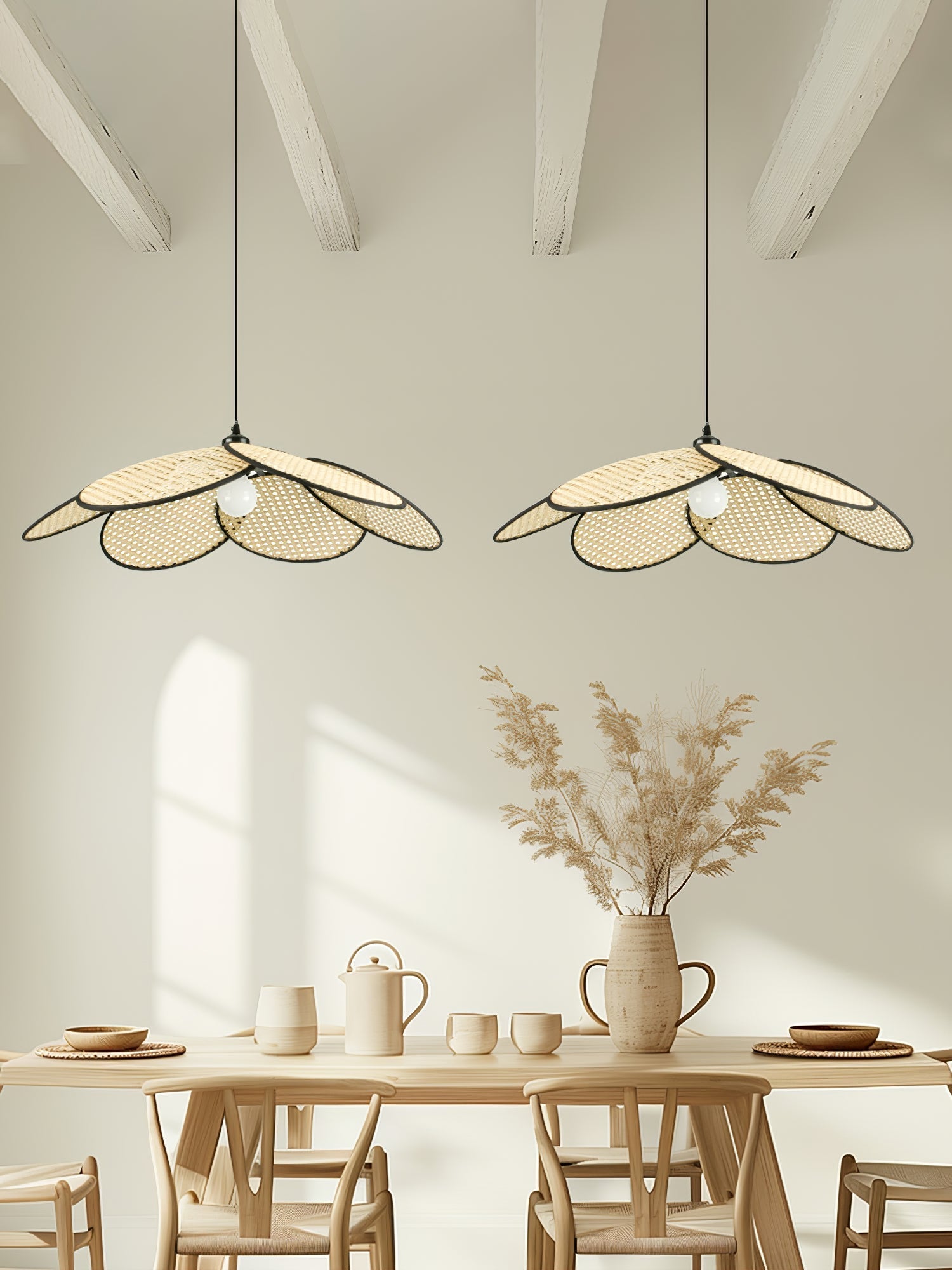 Vemarora Premium Elegance Petals Rattan Fabric Pendant Lamp - Letslighting