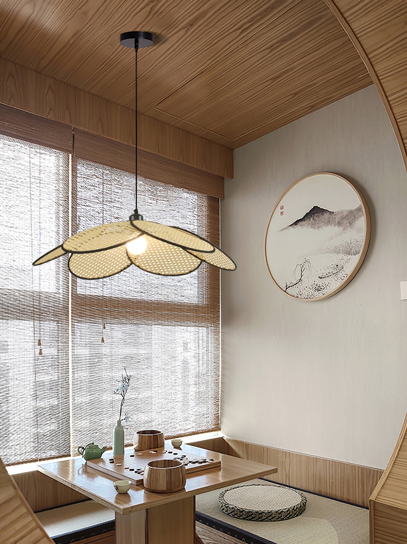 Vemarora Premium Elegance Petals Rattan Fabric Pendant Lamp - Letslighting
