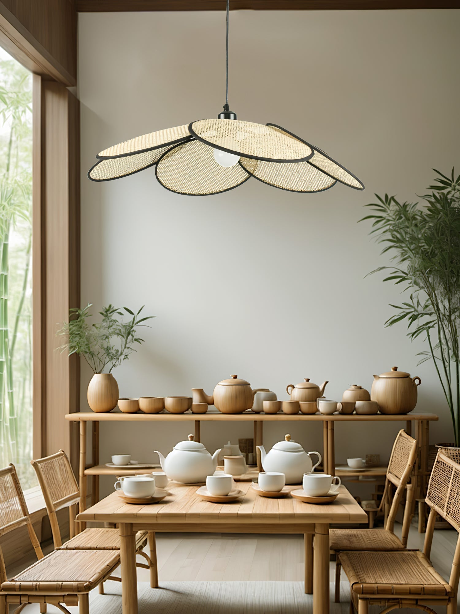 Vemarora Premium Elegance Petals Rattan Fabric Pendant Lamp - Letslighting