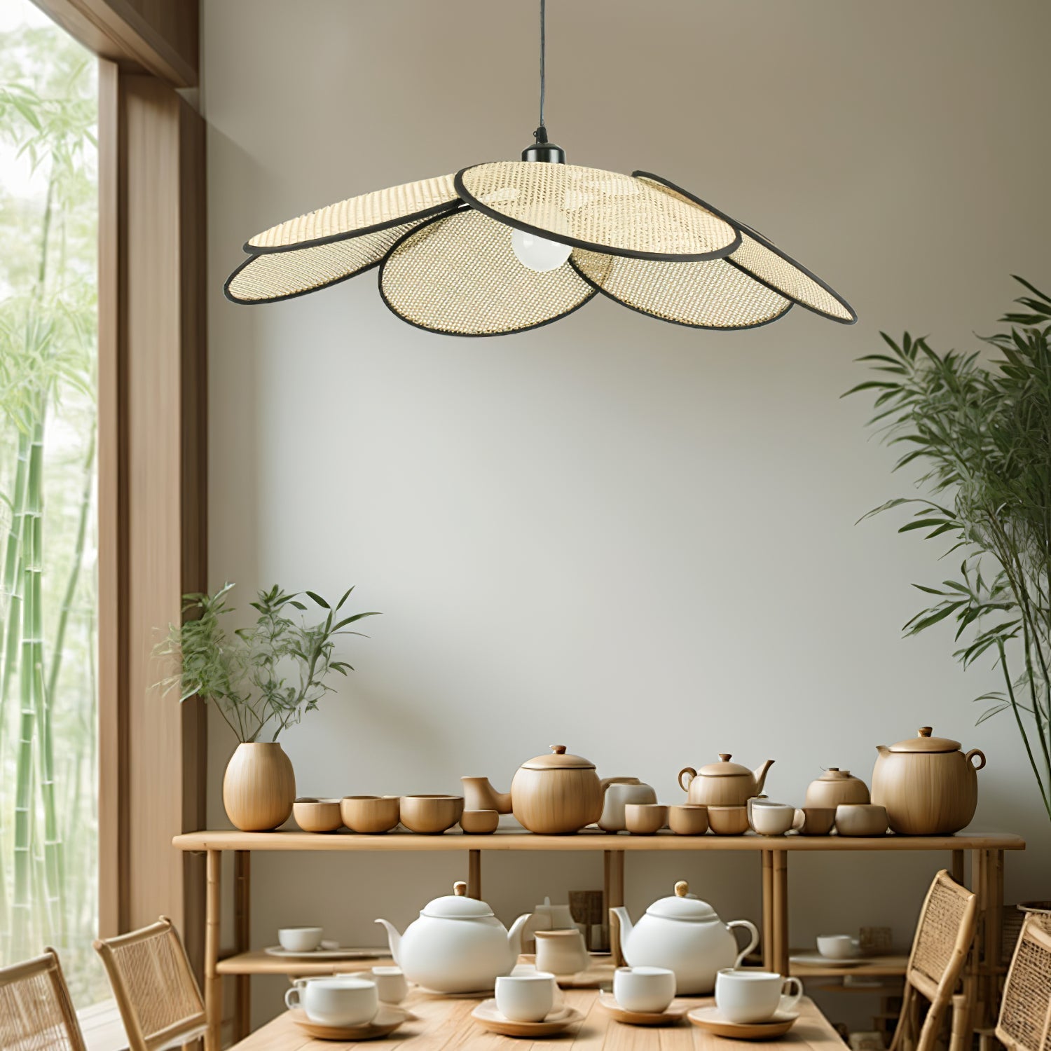 Vemarora Premium Elegance Petals Rattan Fabric Pendant Lamp - Letslighting