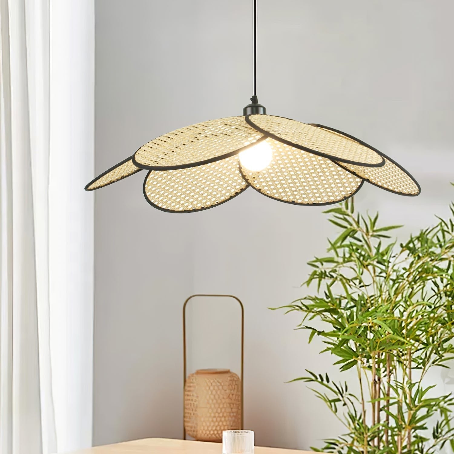 Vemarora Premium Elegance Petals Rattan Fabric Pendant Lamp - Letslighting