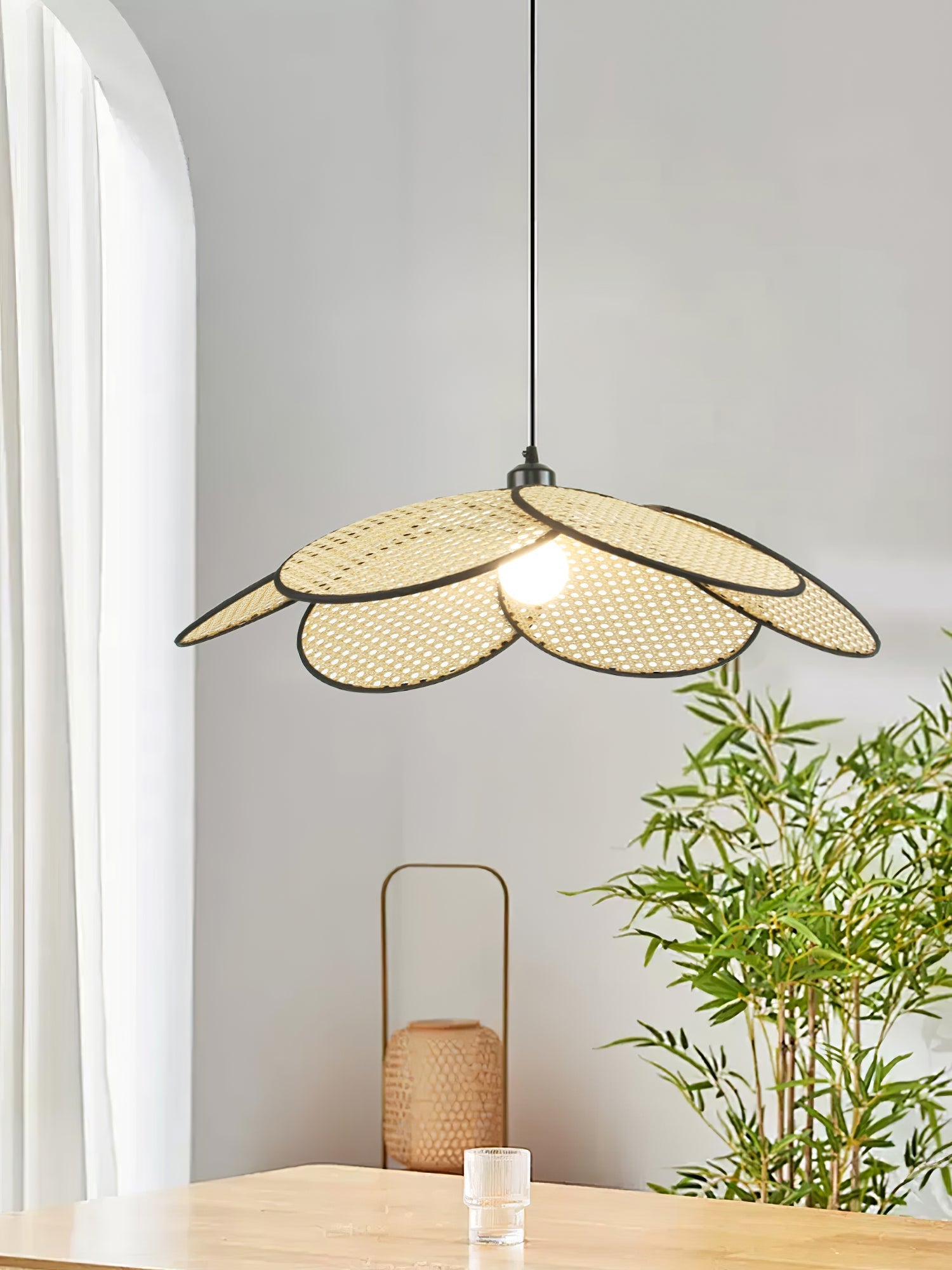 Vemarora Premium Elegance Petals Rattan Fabric Pendant Lamp - Letslighting