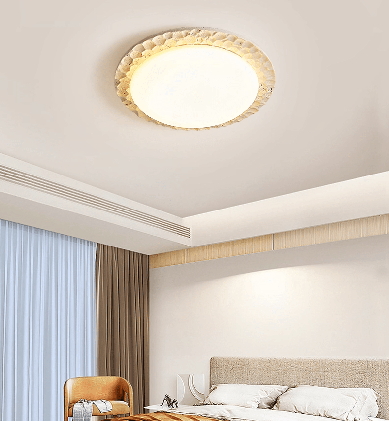 Petra Modern Travertine & Acrylic Ceiling Light