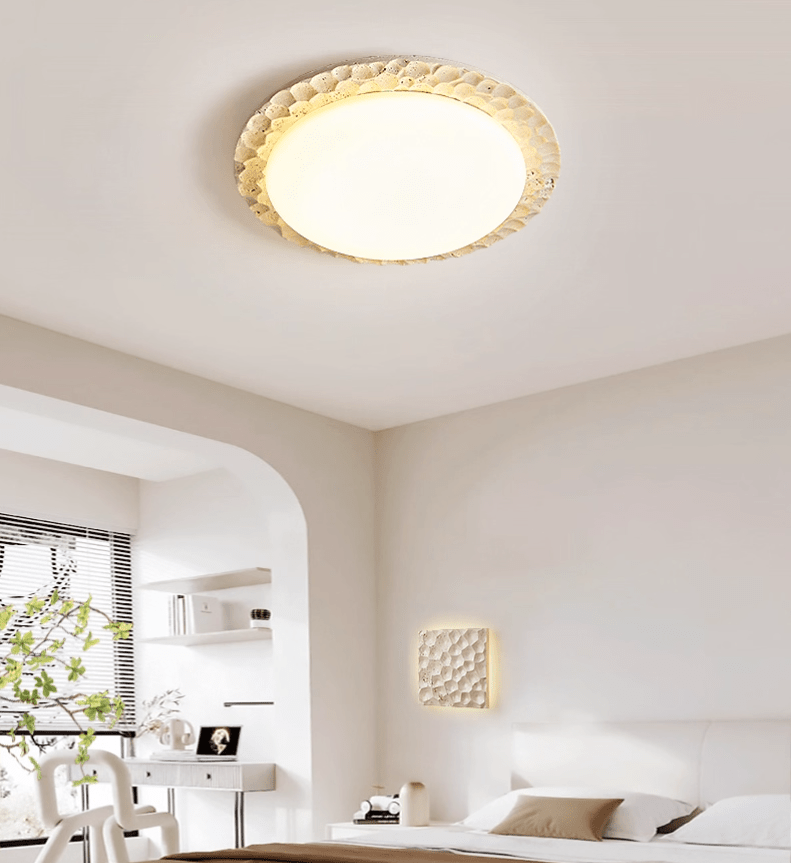 Petra Modern Travertine & Acrylic Ceiling Light