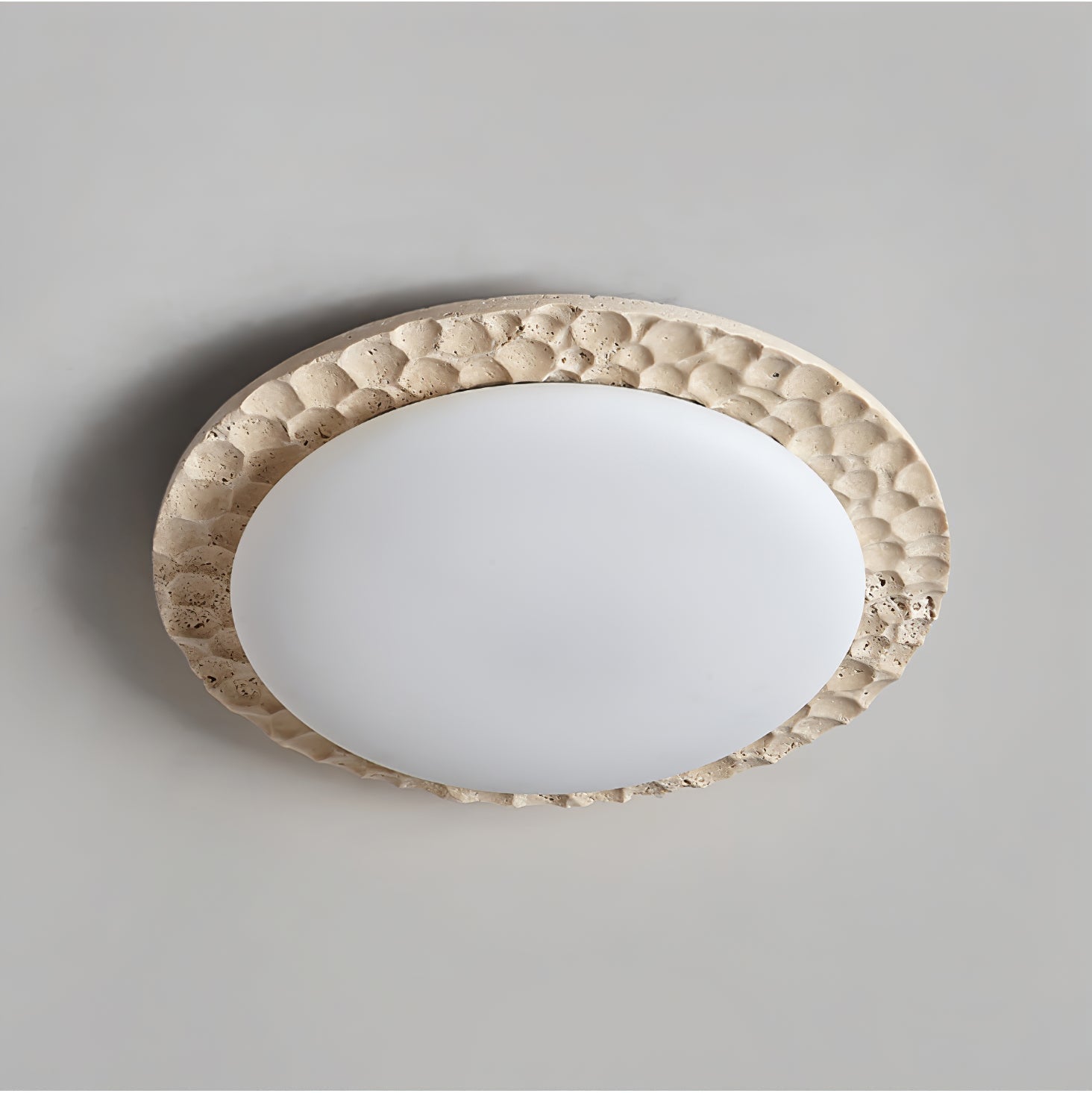 Petra Modern Travertine & Acrylic Ceiling Light