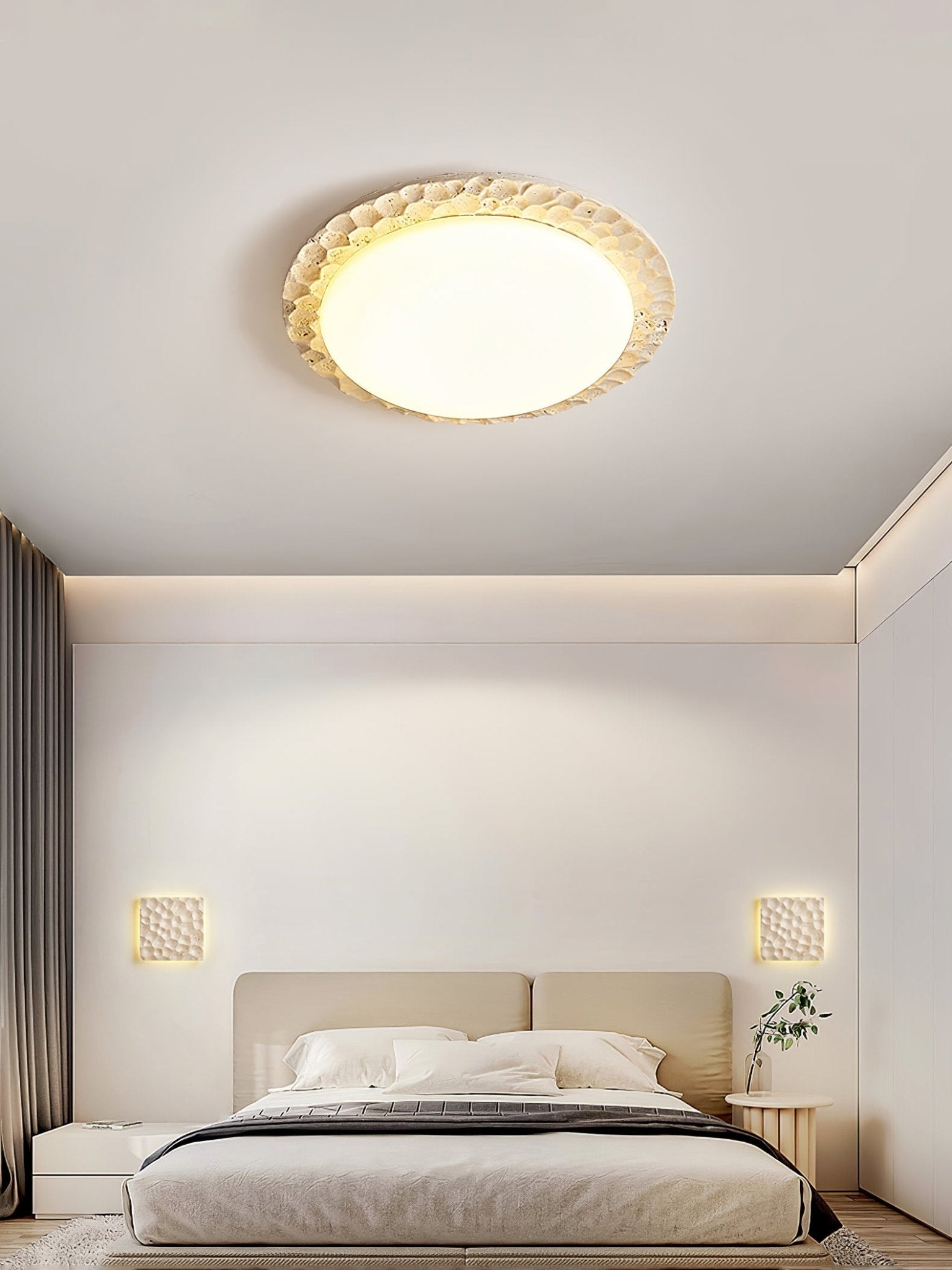 Petra Modern Travertine & Acrylic Ceiling Light