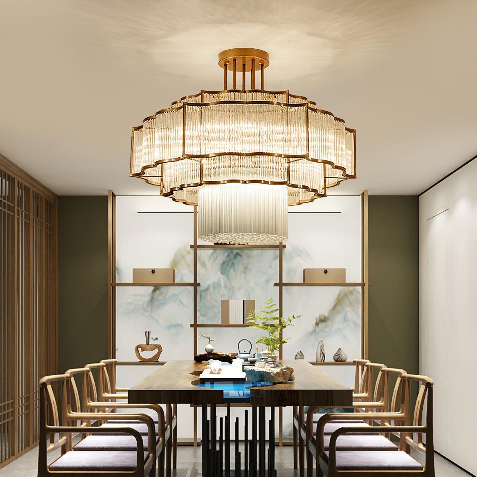 Lustra Chandelier Gold Black Glass - Letslighting