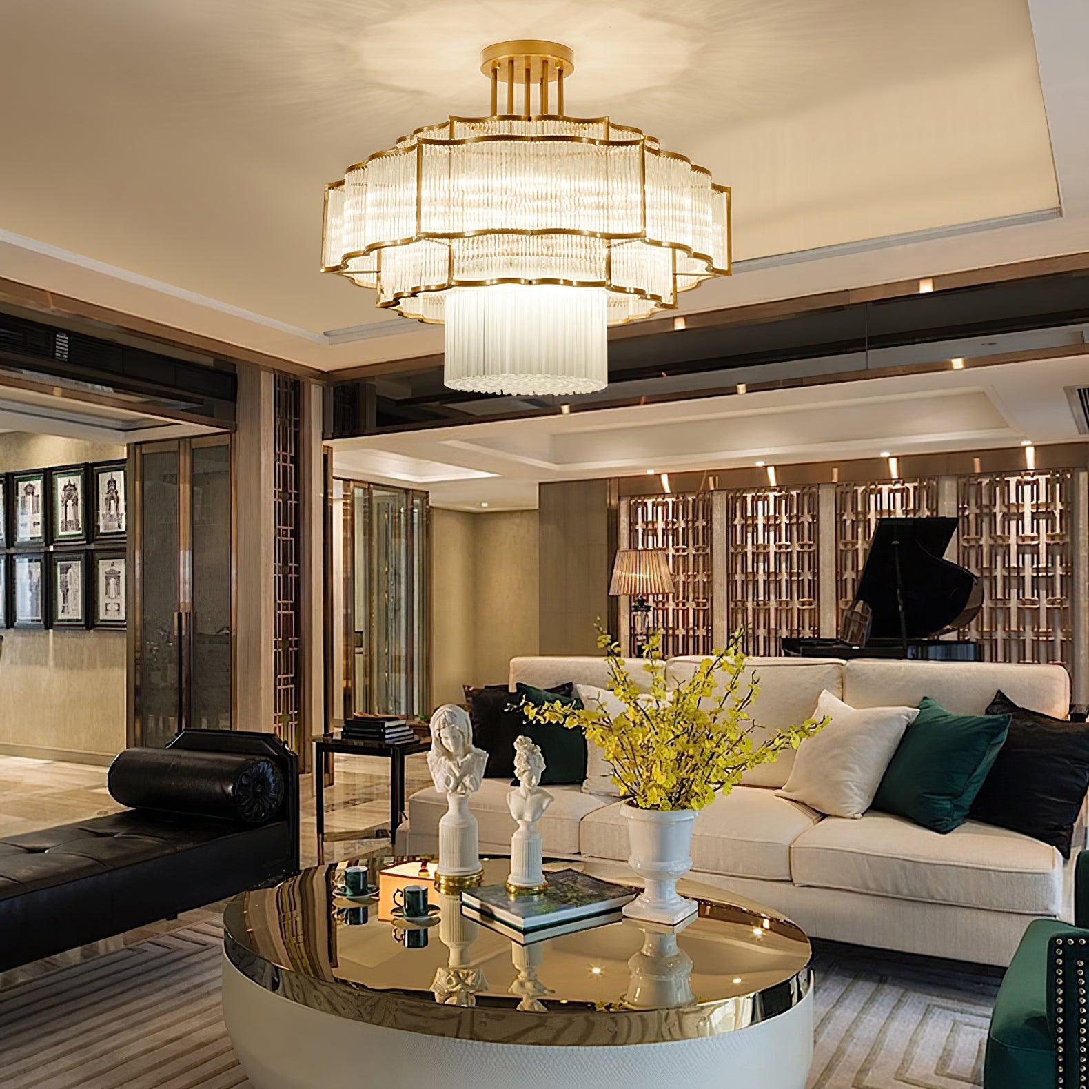 Lustra Chandelier Gold Black Glass - Letslighting