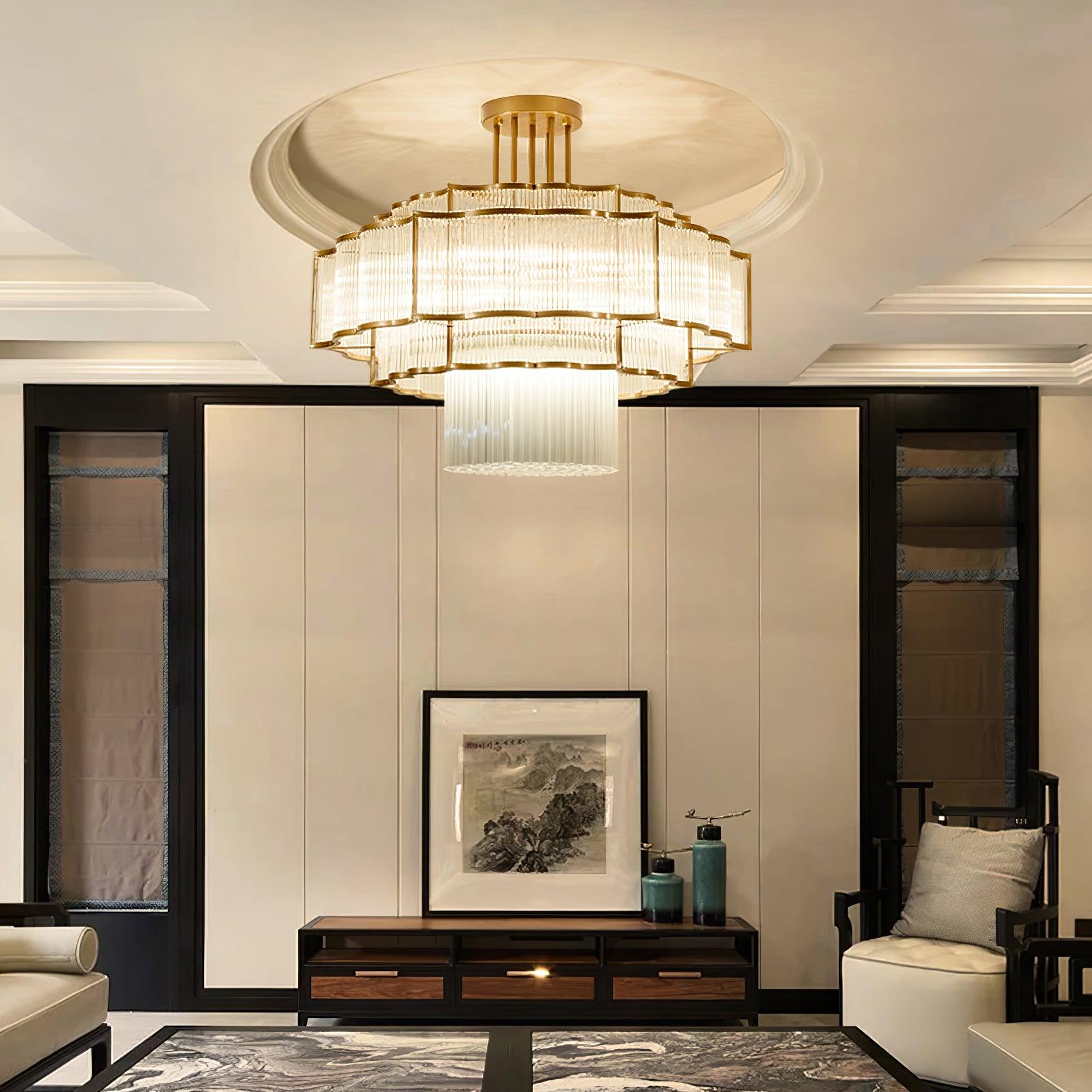 Lustra Chandelier Gold Black Glass - Letslighting