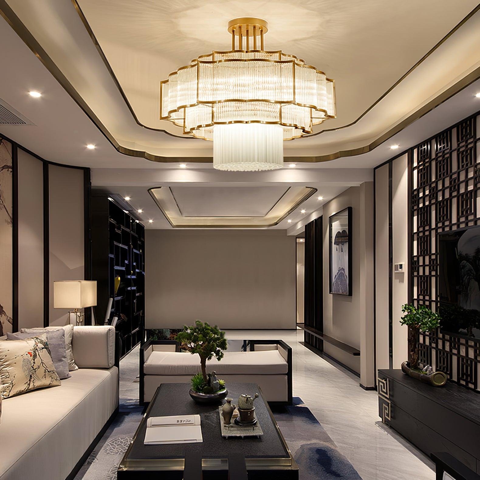 Lustra Chandelier Gold Black Glass - Letslighting
