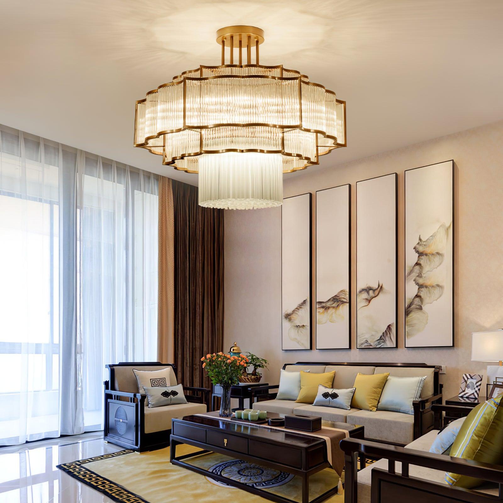 Lustra Chandelier Gold Black Glass - Letslighting