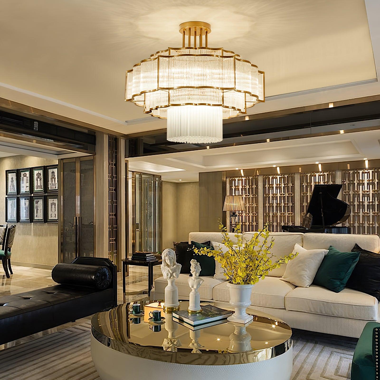 Lustra Chandelier Gold Black Glass - Letslighting