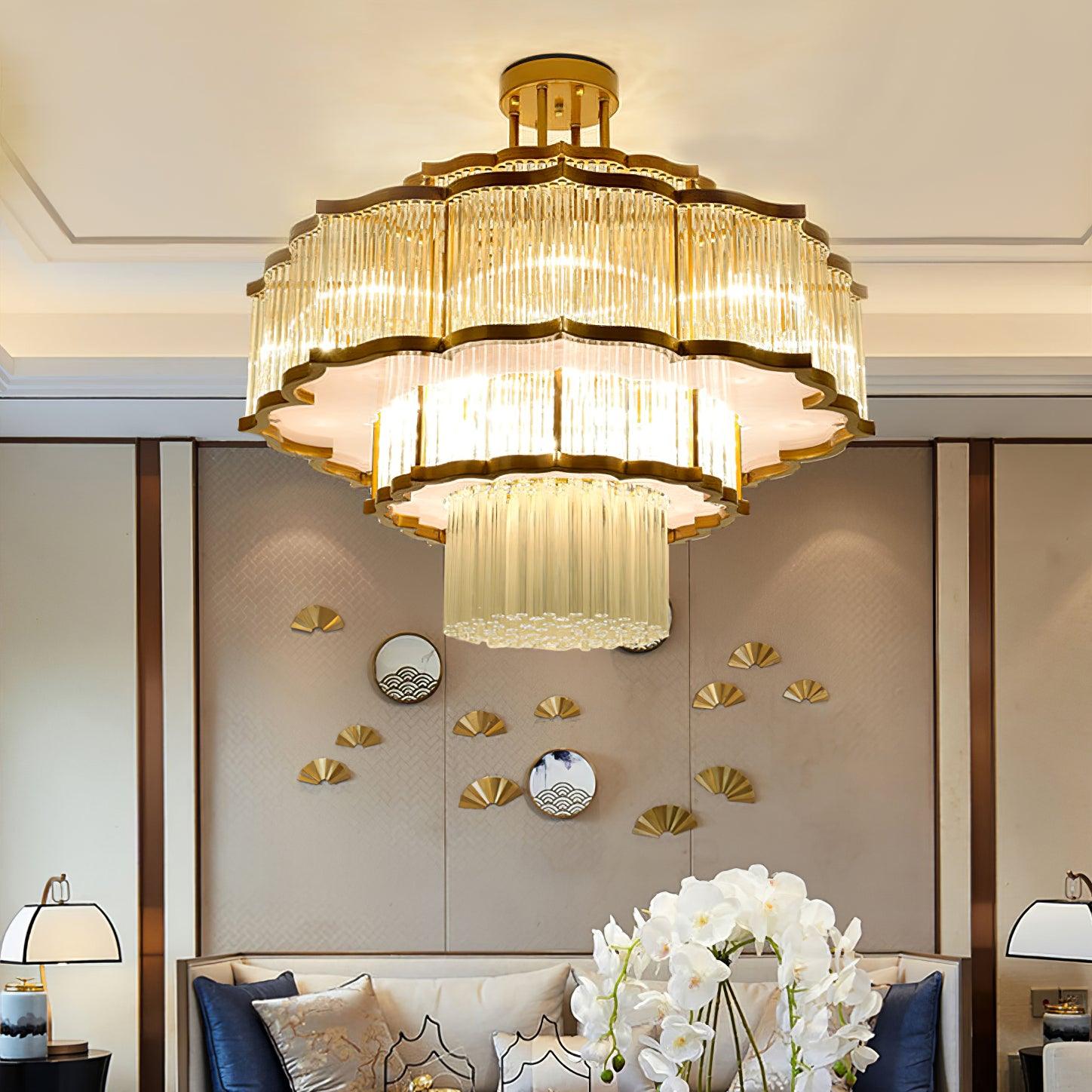 Lustra Chandelier Gold Black Glass - Letslighting