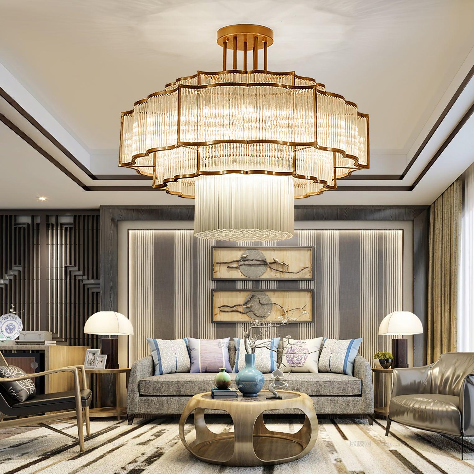 Lustra Chandelier Gold Black Glass - Letslighting