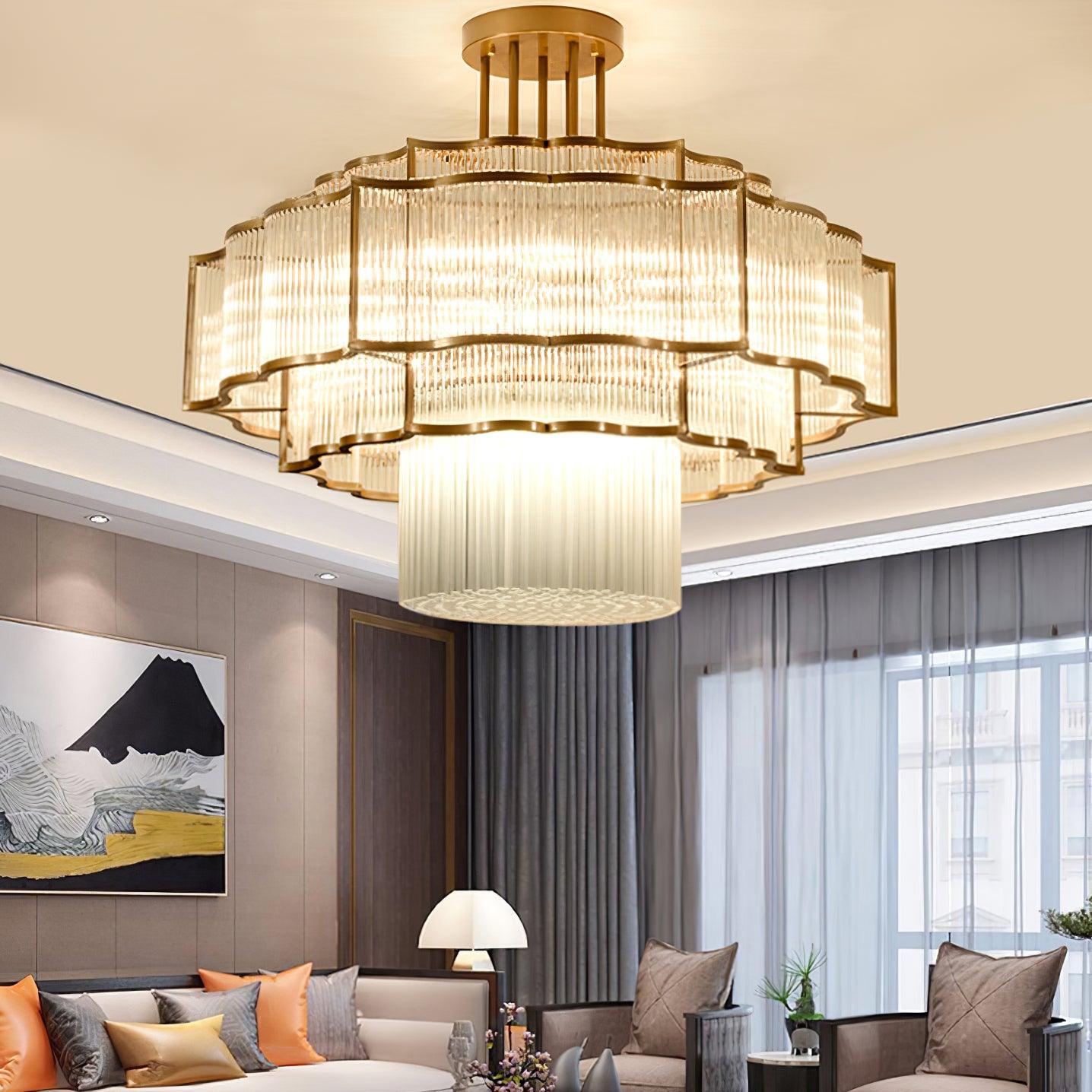 Lustra Chandelier Gold Black Glass - Letslighting