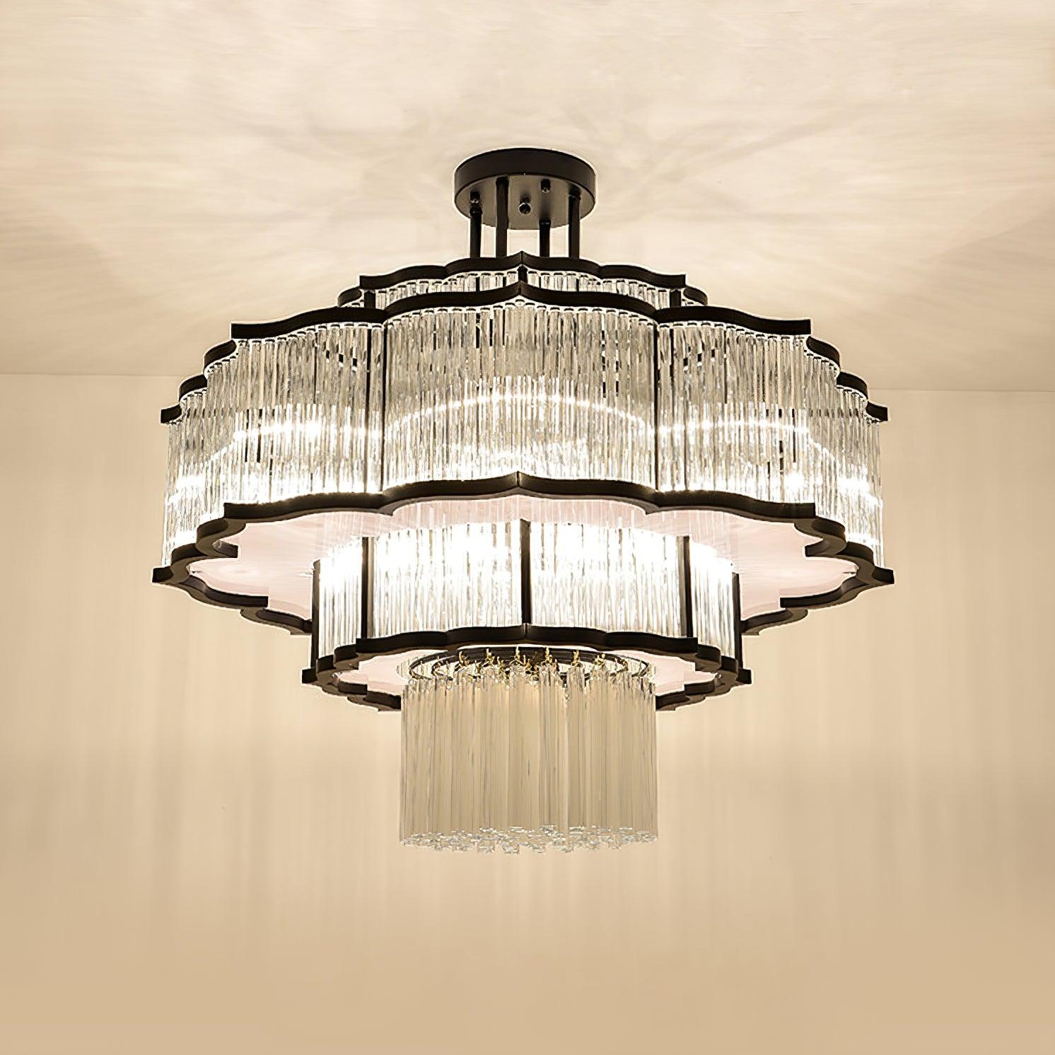 Lustra Chandelier Gold Black Glass - Letslighting