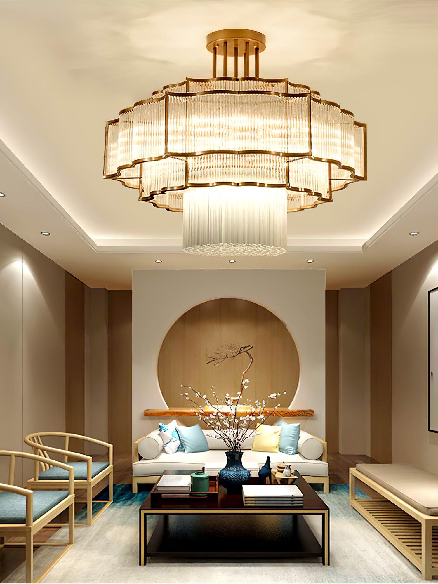 Lustra Chandelier Gold Black Glass - Letslighting
