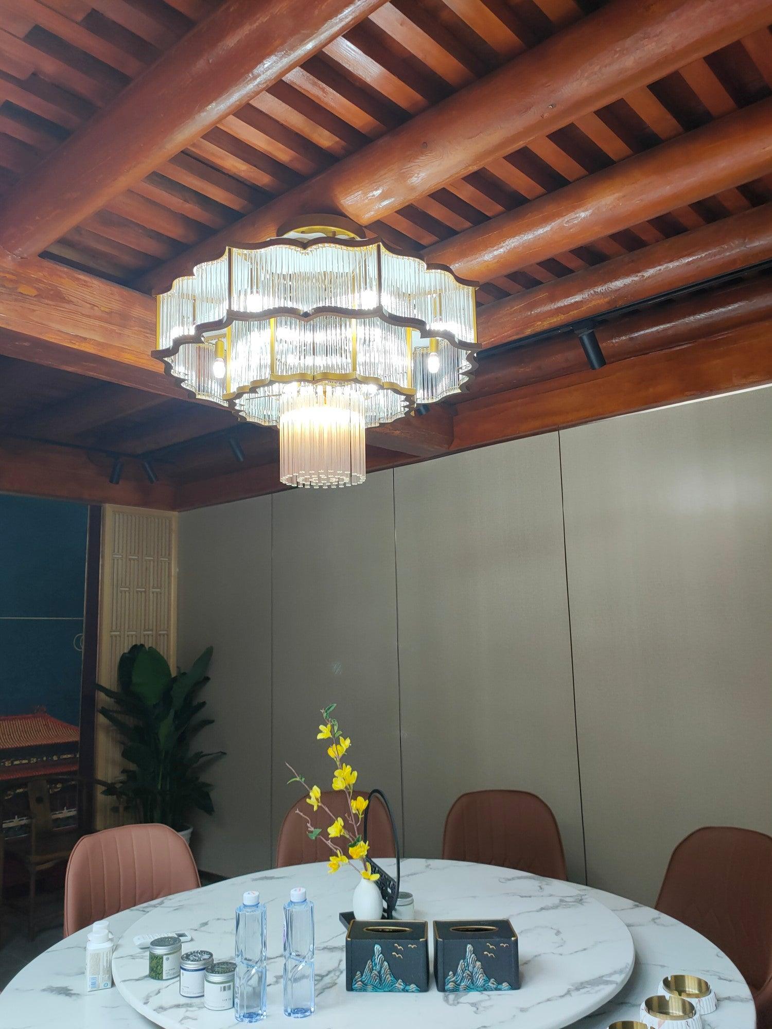Lustra Chandelier Gold Black Glass - Letslighting