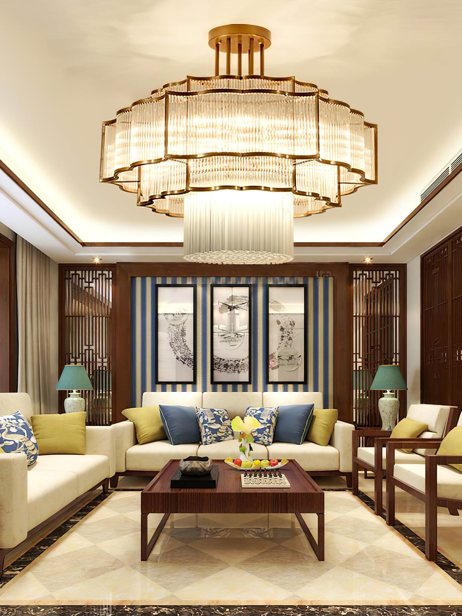 Lustra Chandelier Gold Black Glass - Letslighting
