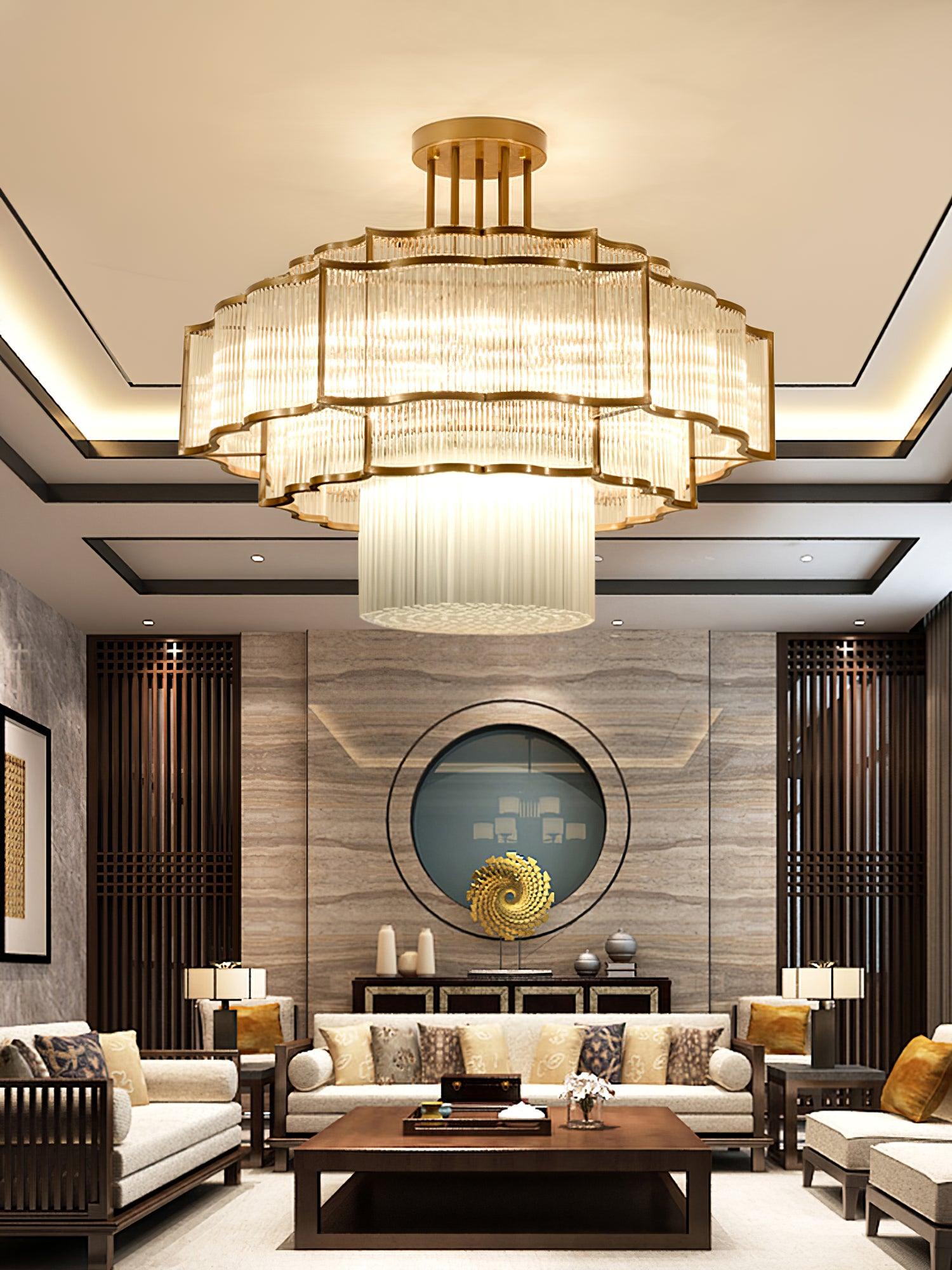 Lustra Chandelier Gold Black Glass - Letslighting