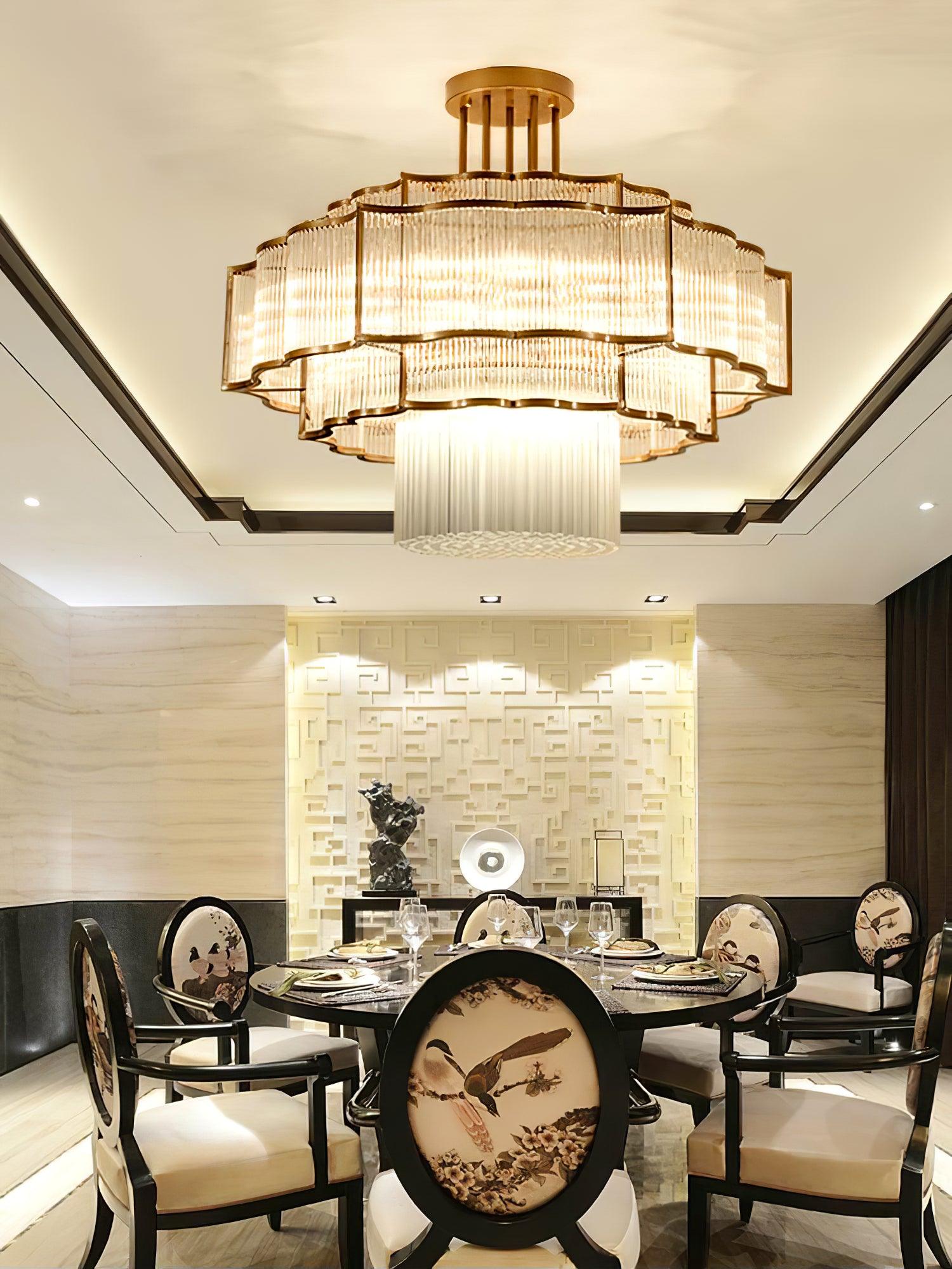 Lustra Chandelier Gold Black Glass - Letslighting