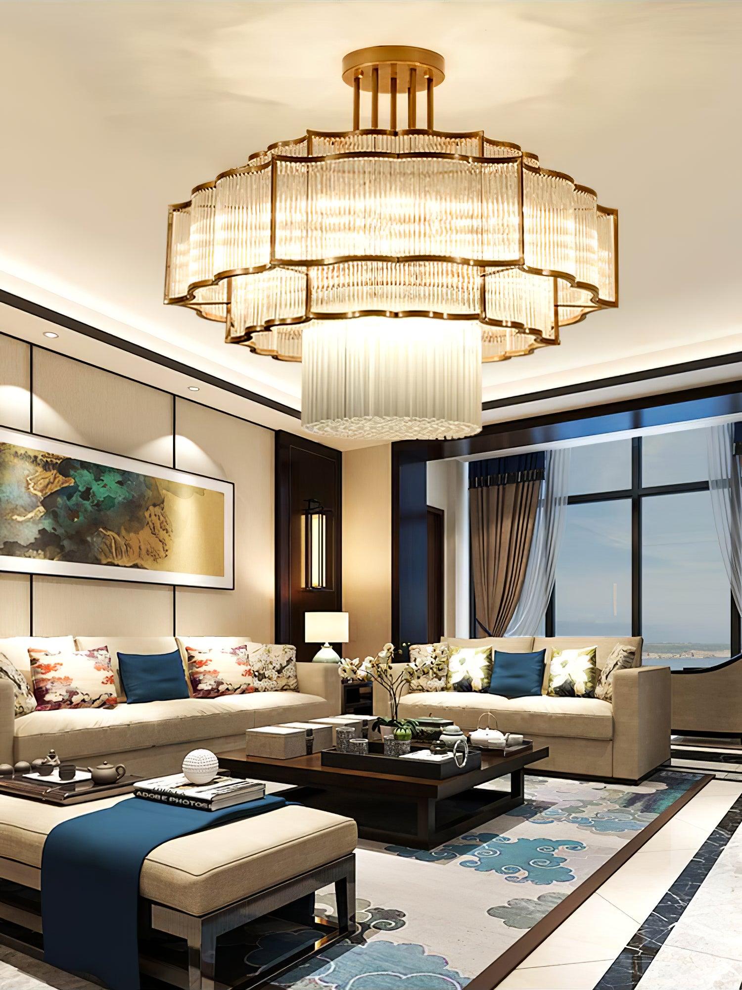 Lustra Chandelier Gold Black Glass - Letslighting