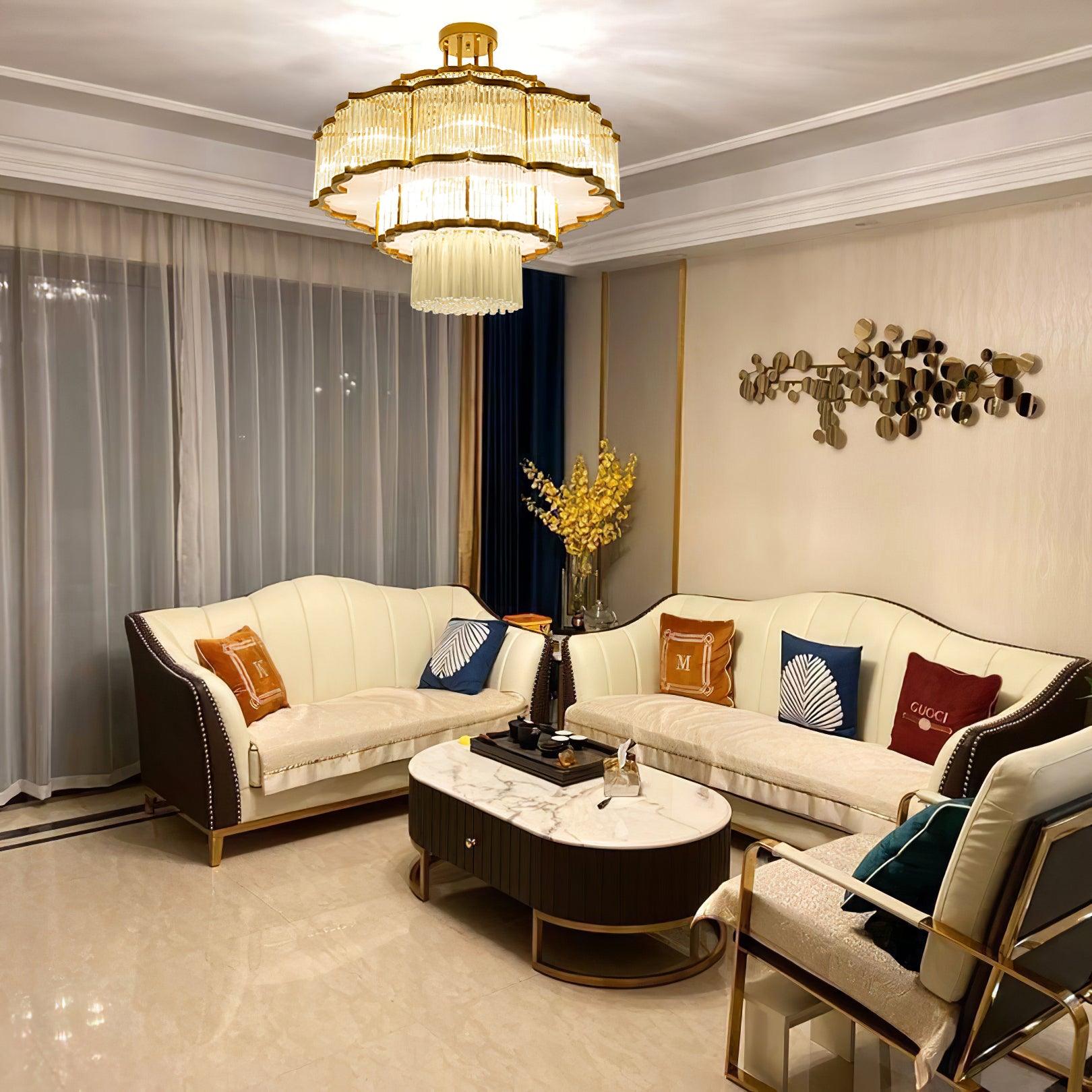 Lustra Chandelier Gold Black Glass - Letslighting