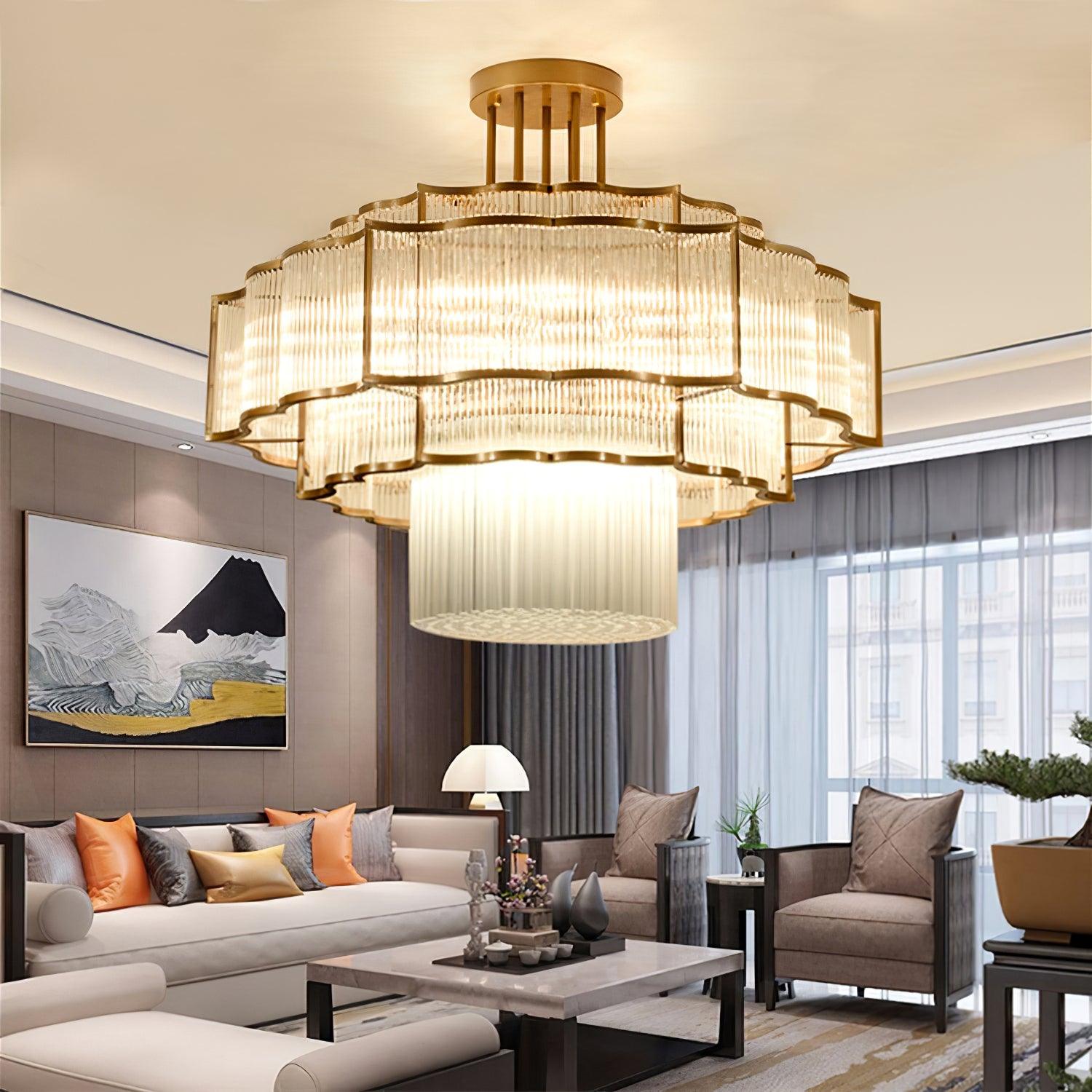 Lustra Chandelier Gold Black Glass - Letslighting