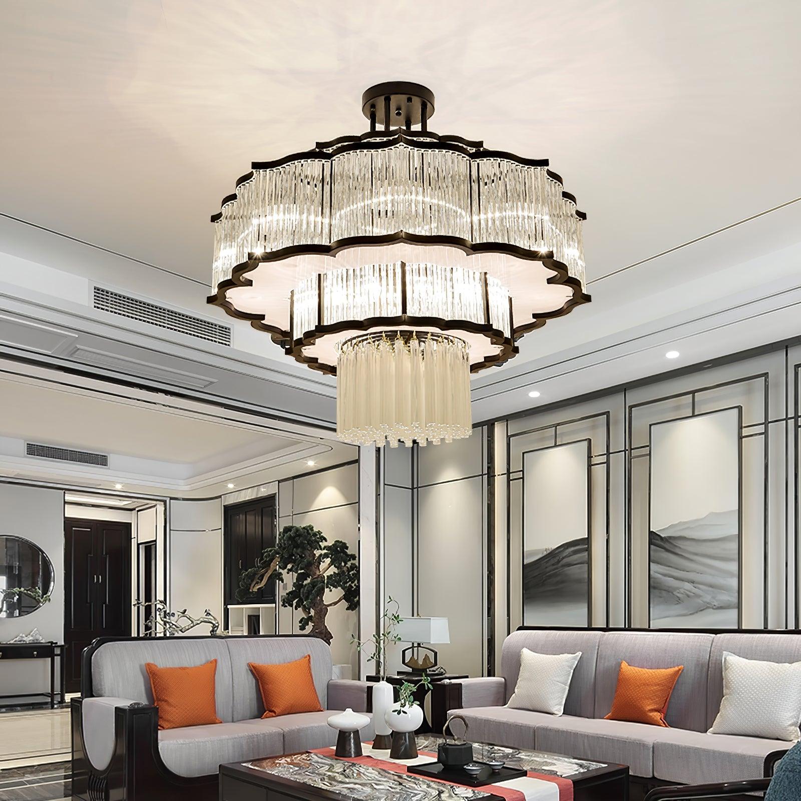 Lustra Chandelier Gold Black Glass - Letslighting