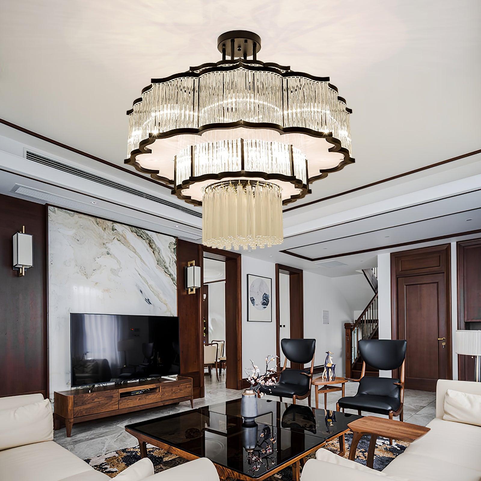 Lustra Chandelier Gold Black Glass - Letslighting