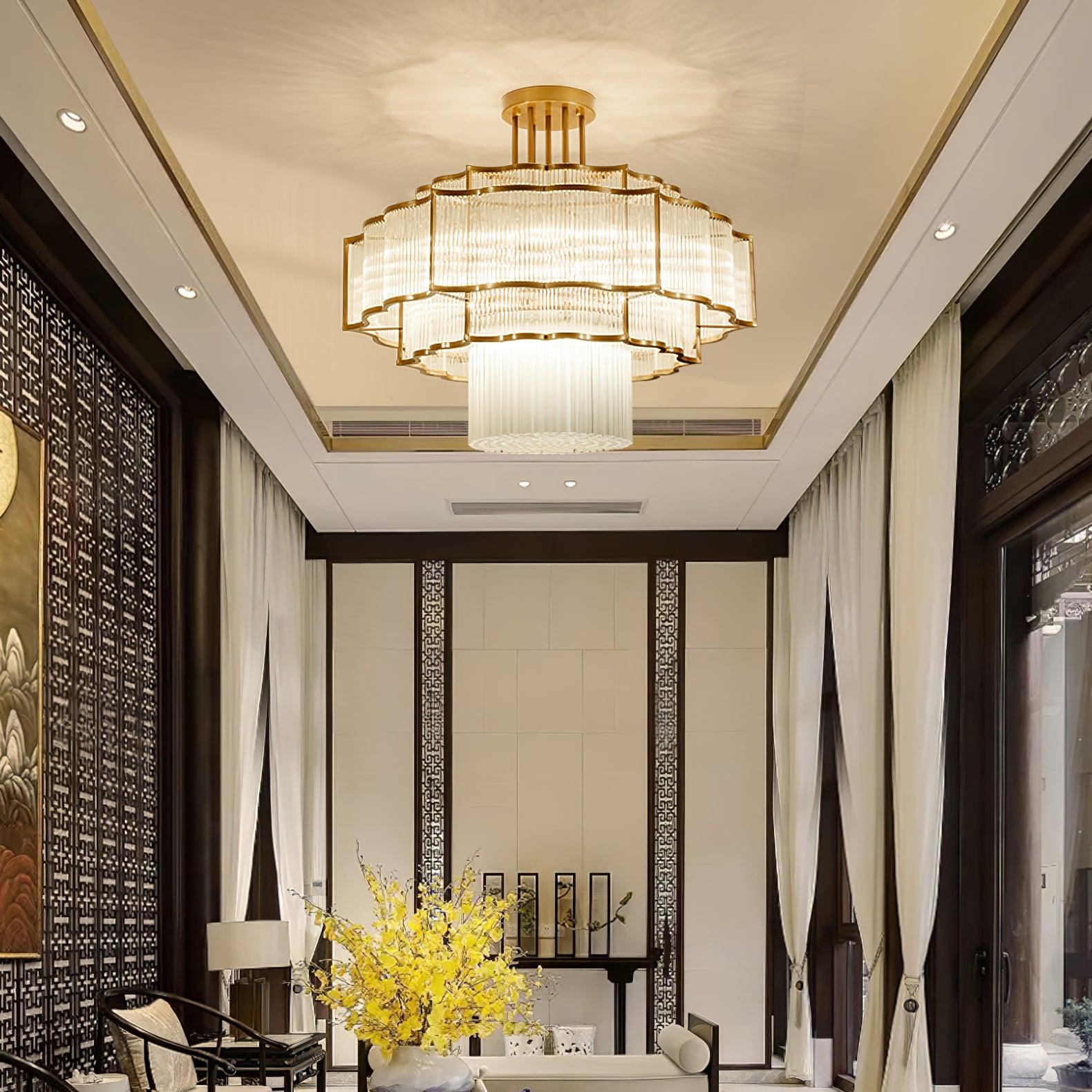 Lustra Chandelier Gold Black Glass - Letslighting