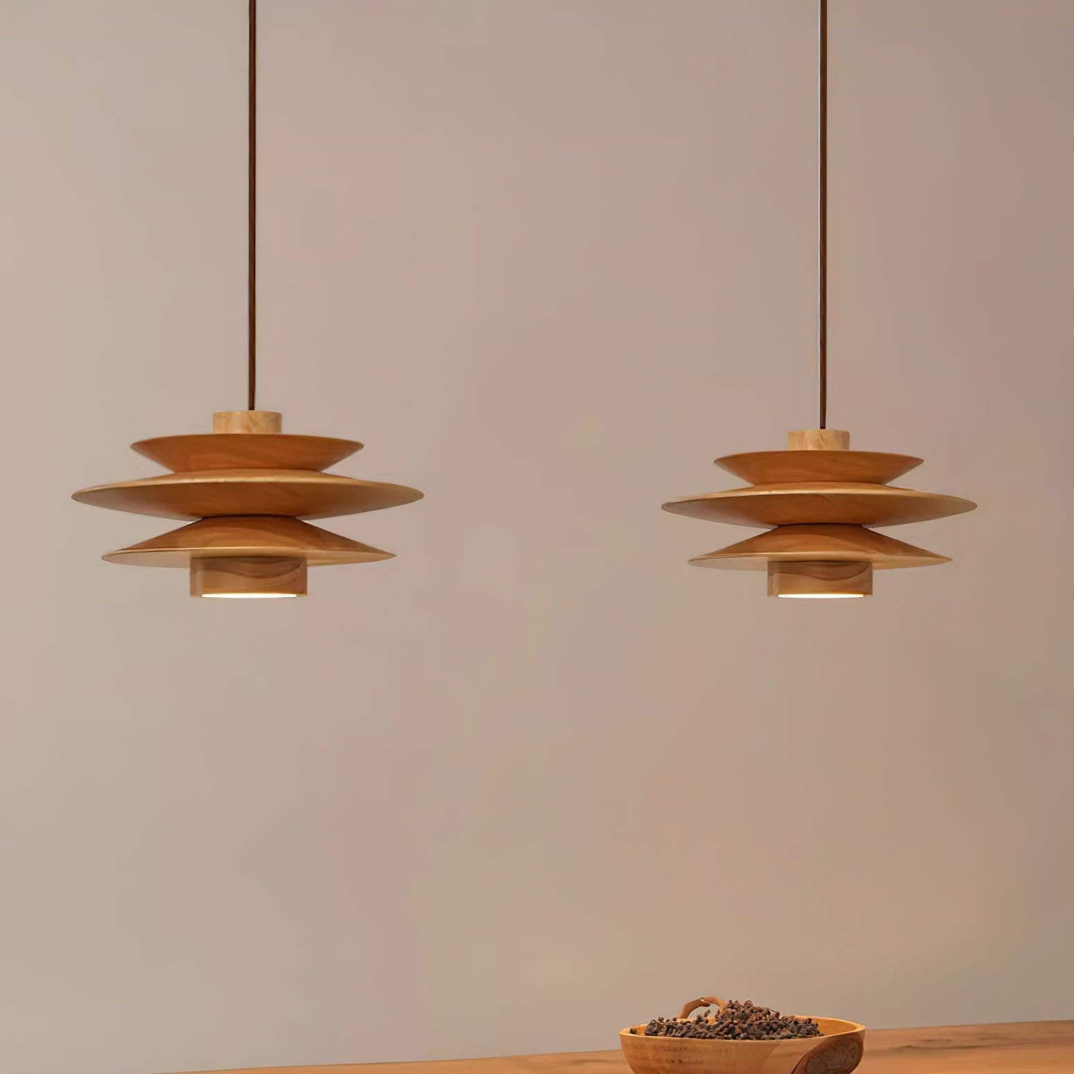 Muto Mid Century Walnut Pendant Light - Letslighting
