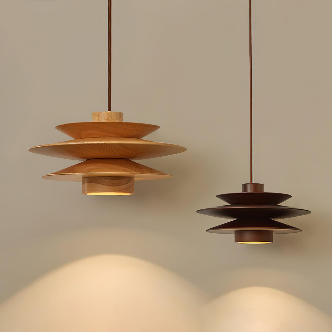 Muto Mid Century Walnut Pendant Light - Letslighting