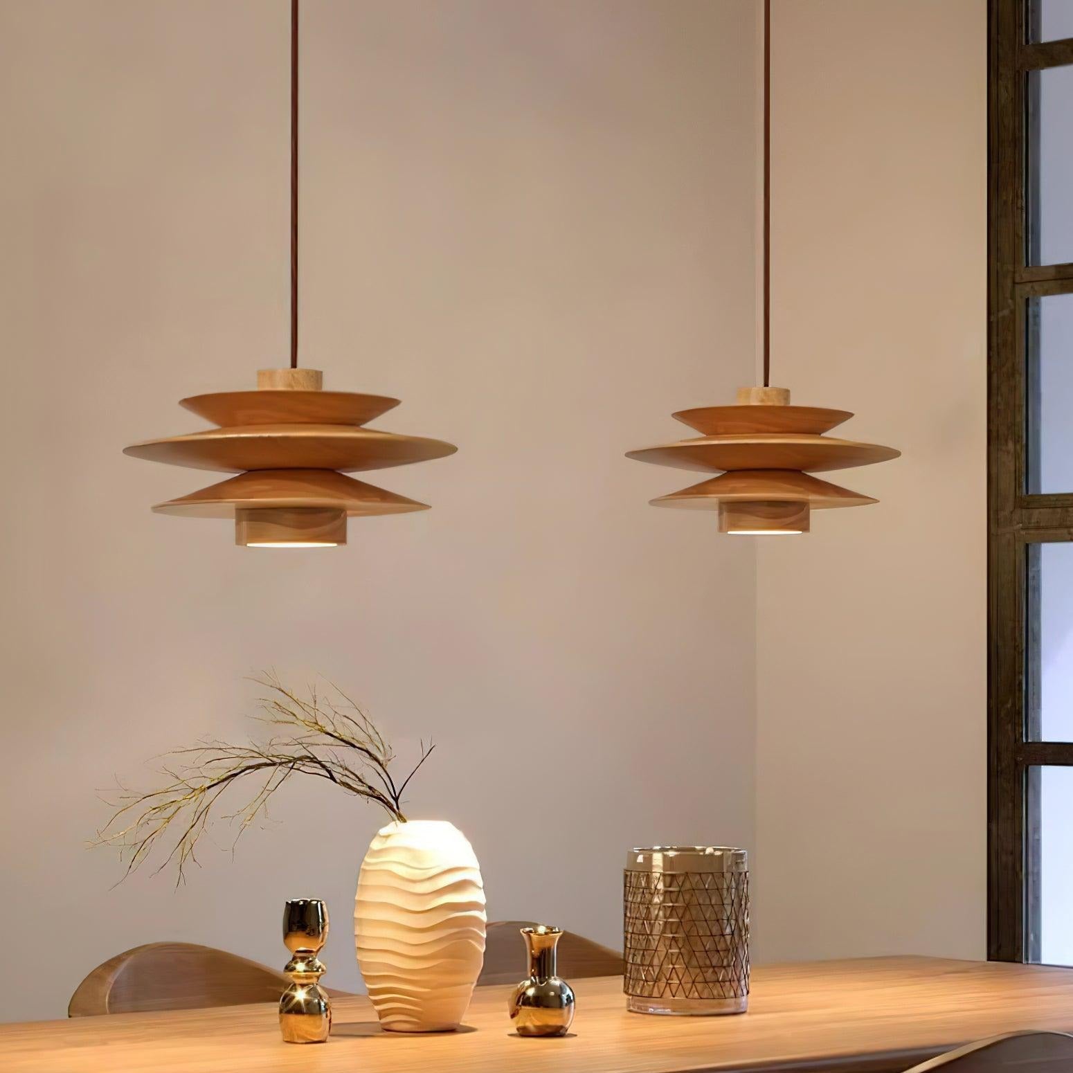 Muto Mid Century Walnut Pendant Light - Letslighting
