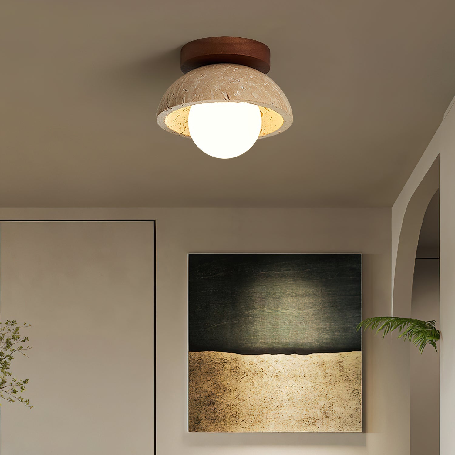Ritta Minimalist Travertine Ceiling Light - Letslighting