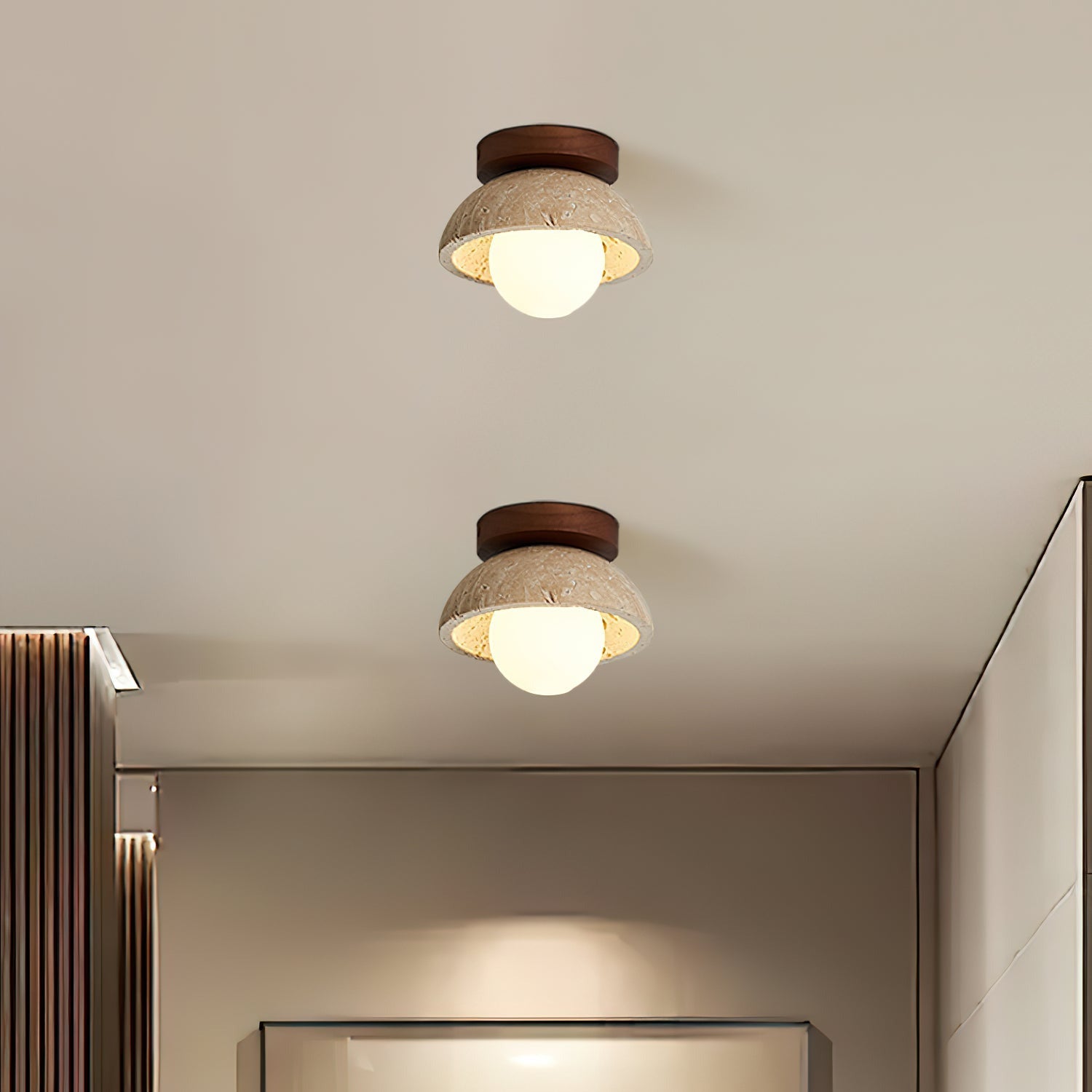 Ritta Minimalist Travertine Ceiling Light - Letslighting