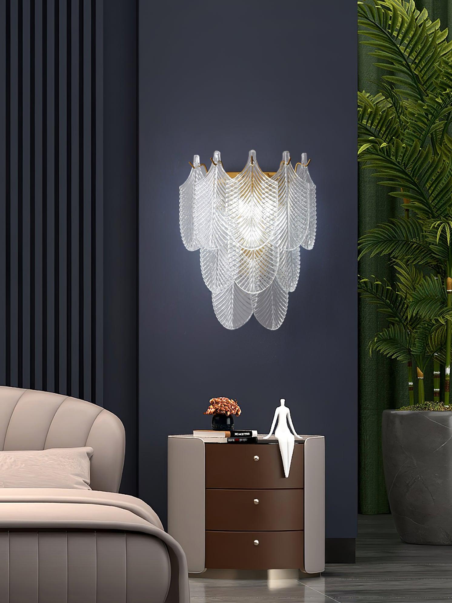 Nima Brass Glass Leaf-inspired Wall Sconce - Letslighting