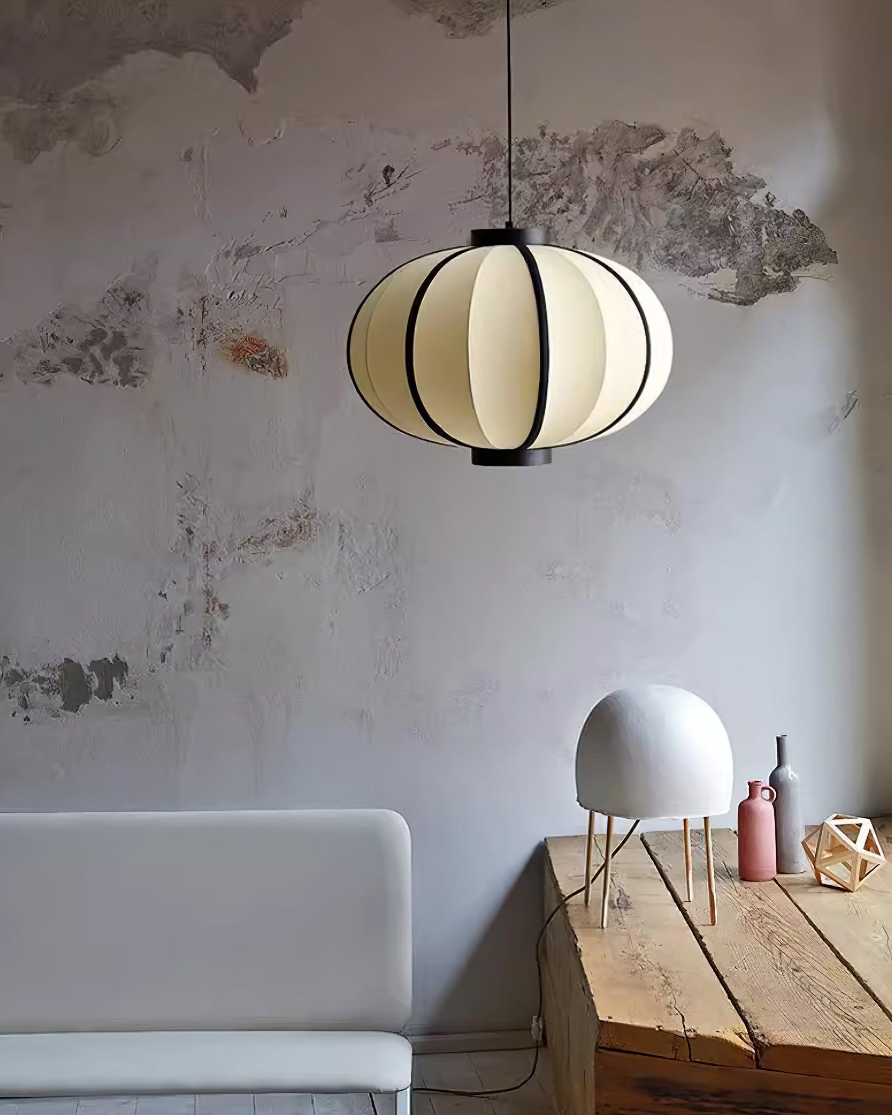 Pendant Lamp Fabric Lantern Shade Frame Vintage - Letslighting