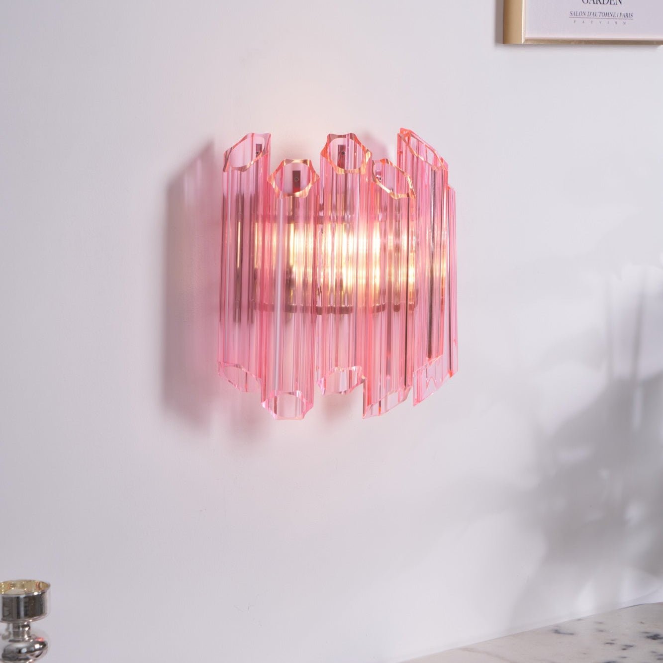Aurora Wall Lamp Pink Murano Glass Tube - Letslighting