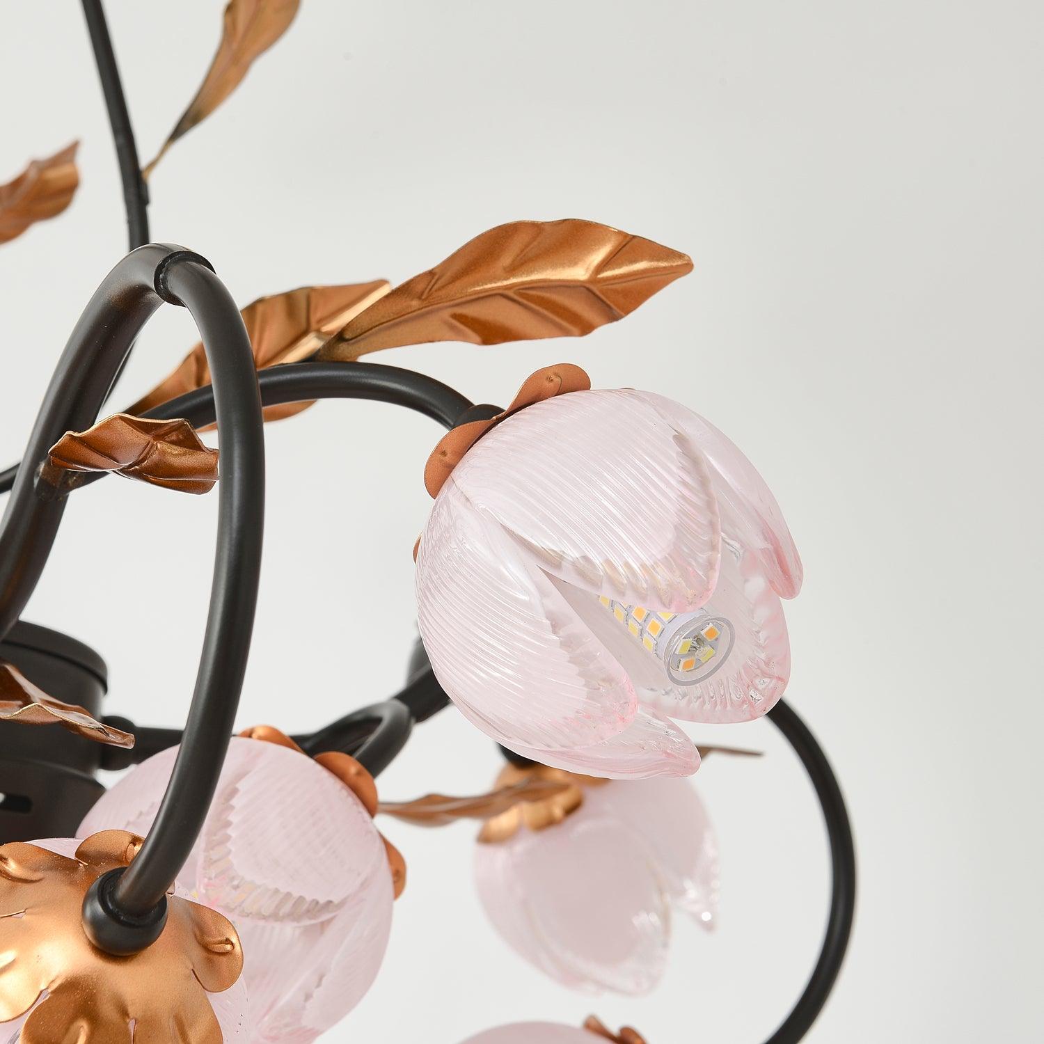 Avelora Vintage Industrial Tulip Pink Glass Chandelier - Letslighting