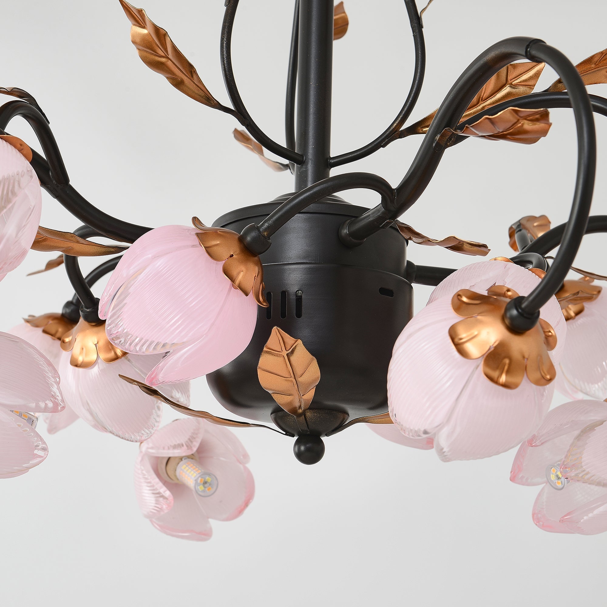 Avelora Vintage Industrial Tulip Pink Glass Chandelier - Letslighting