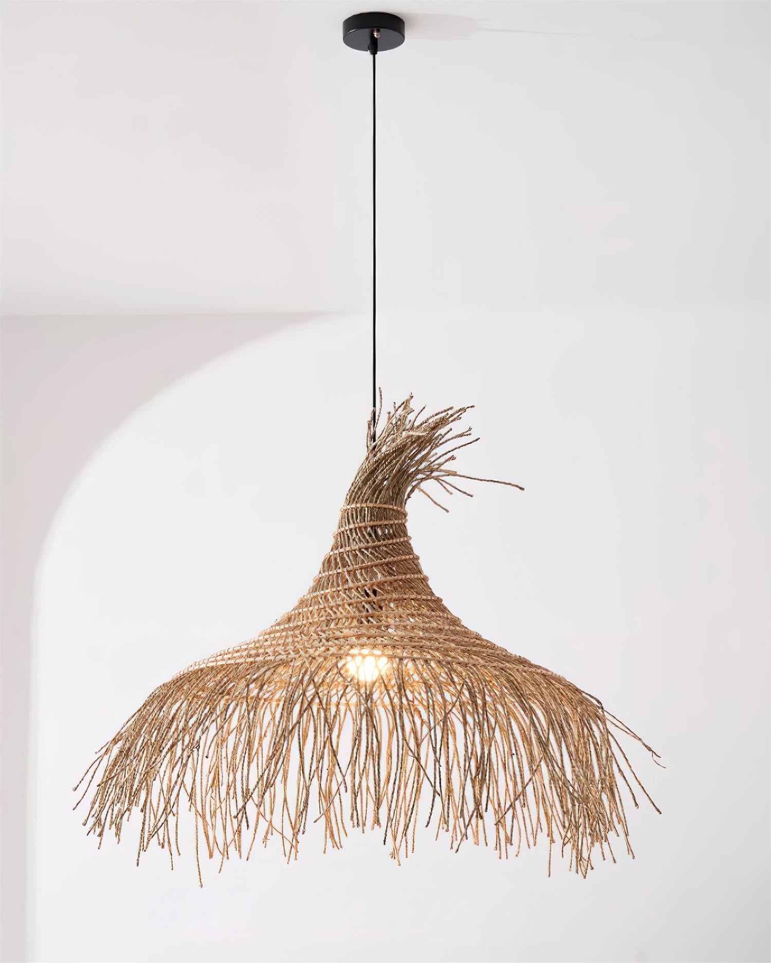 Pendant Light Handwoven Rattan Shade Frame Bohemian Natural - Letslighting