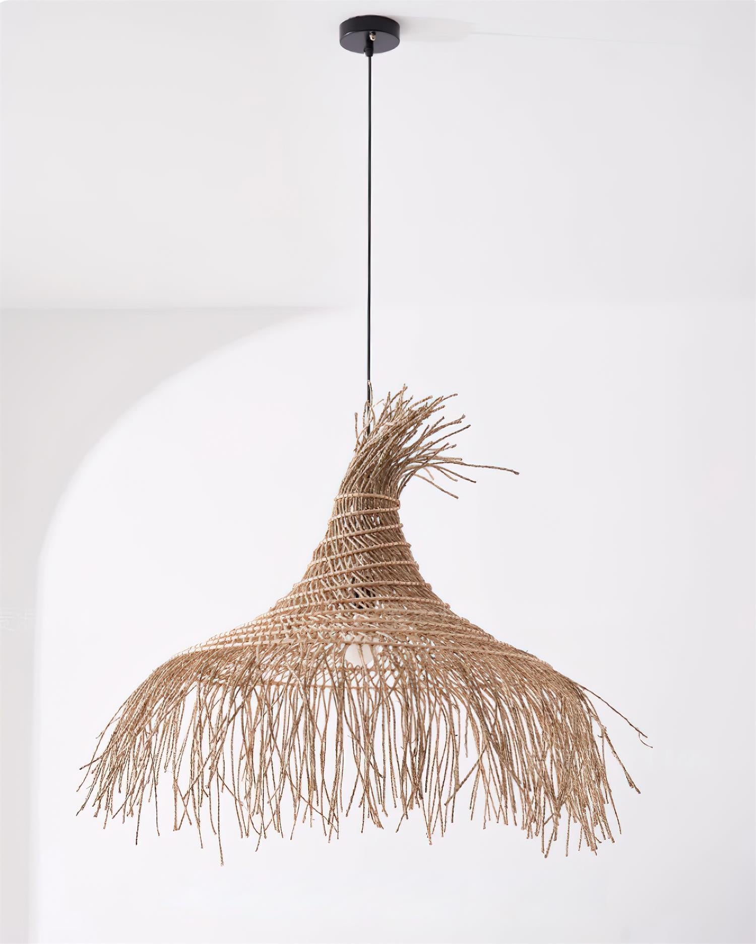 Pendant Light Handwoven Rattan Shade Frame Bohemian Natural - Letslighting